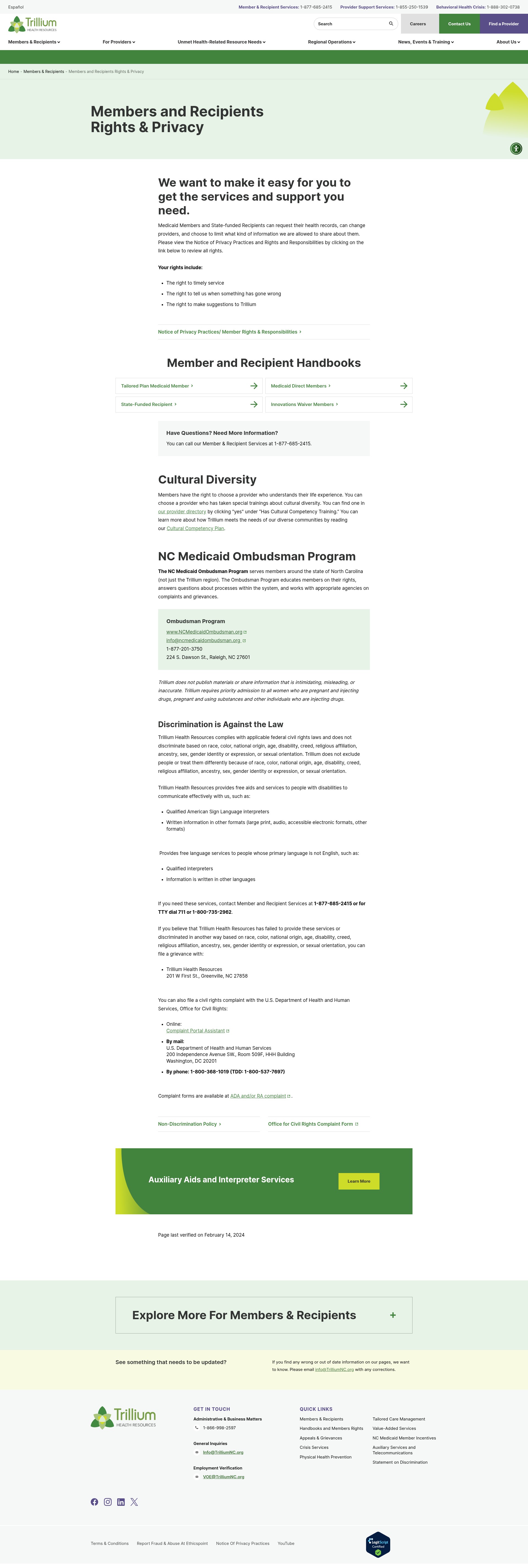 Screenshot of www.trilliumhealthresources.org