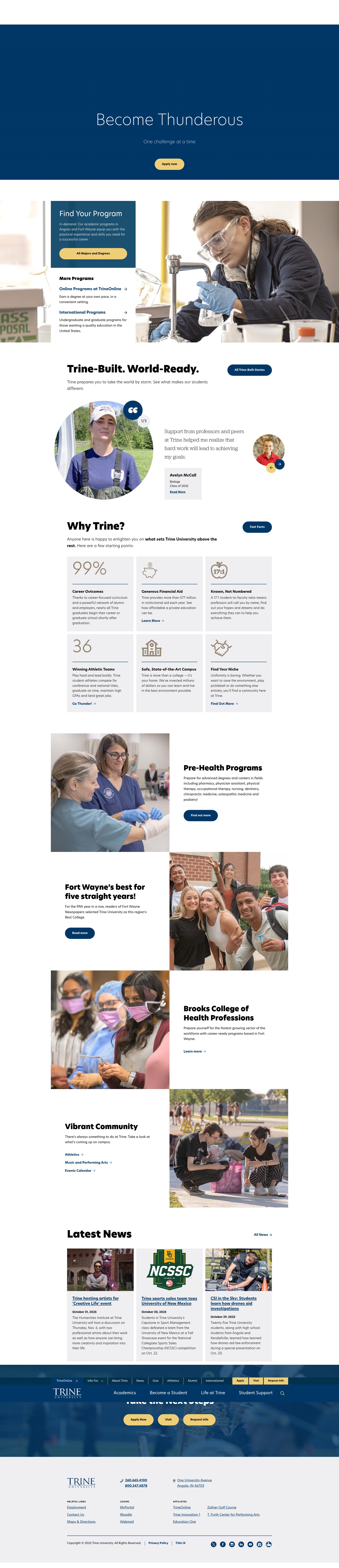 Screenshot of www.trine.edu