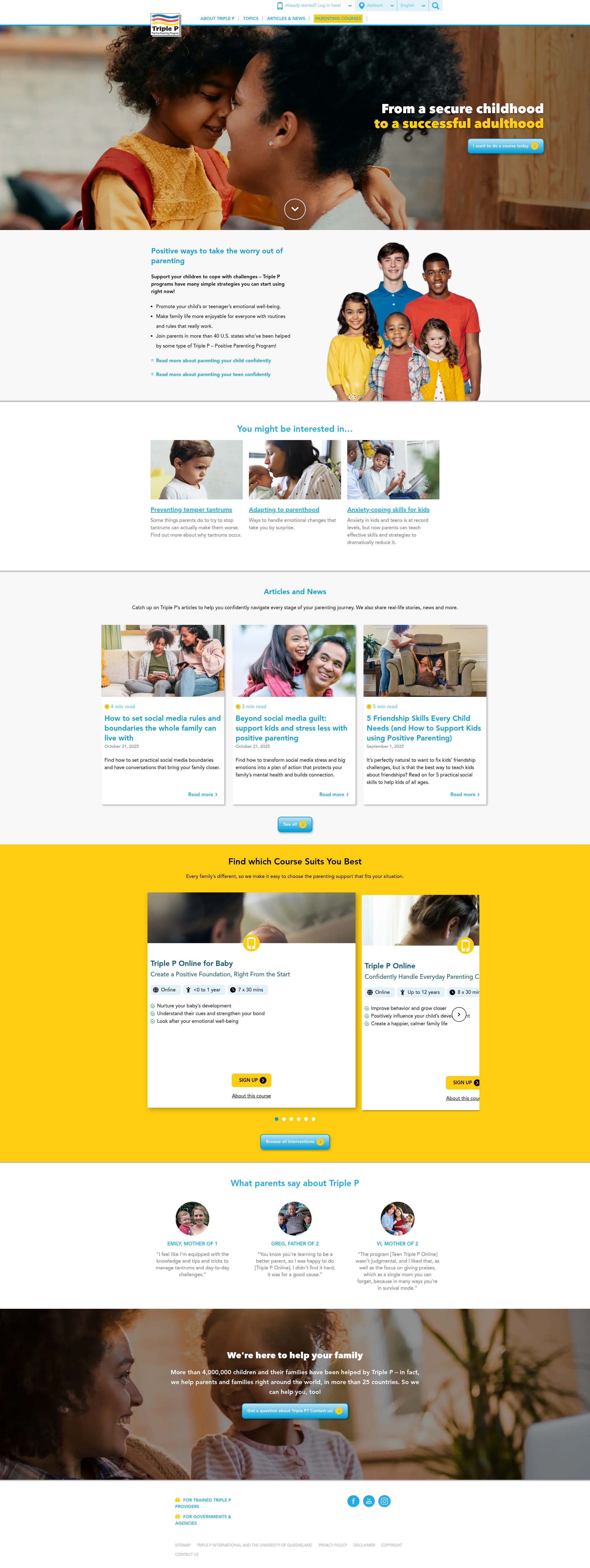 Screenshot of www.triplep-parenting.com