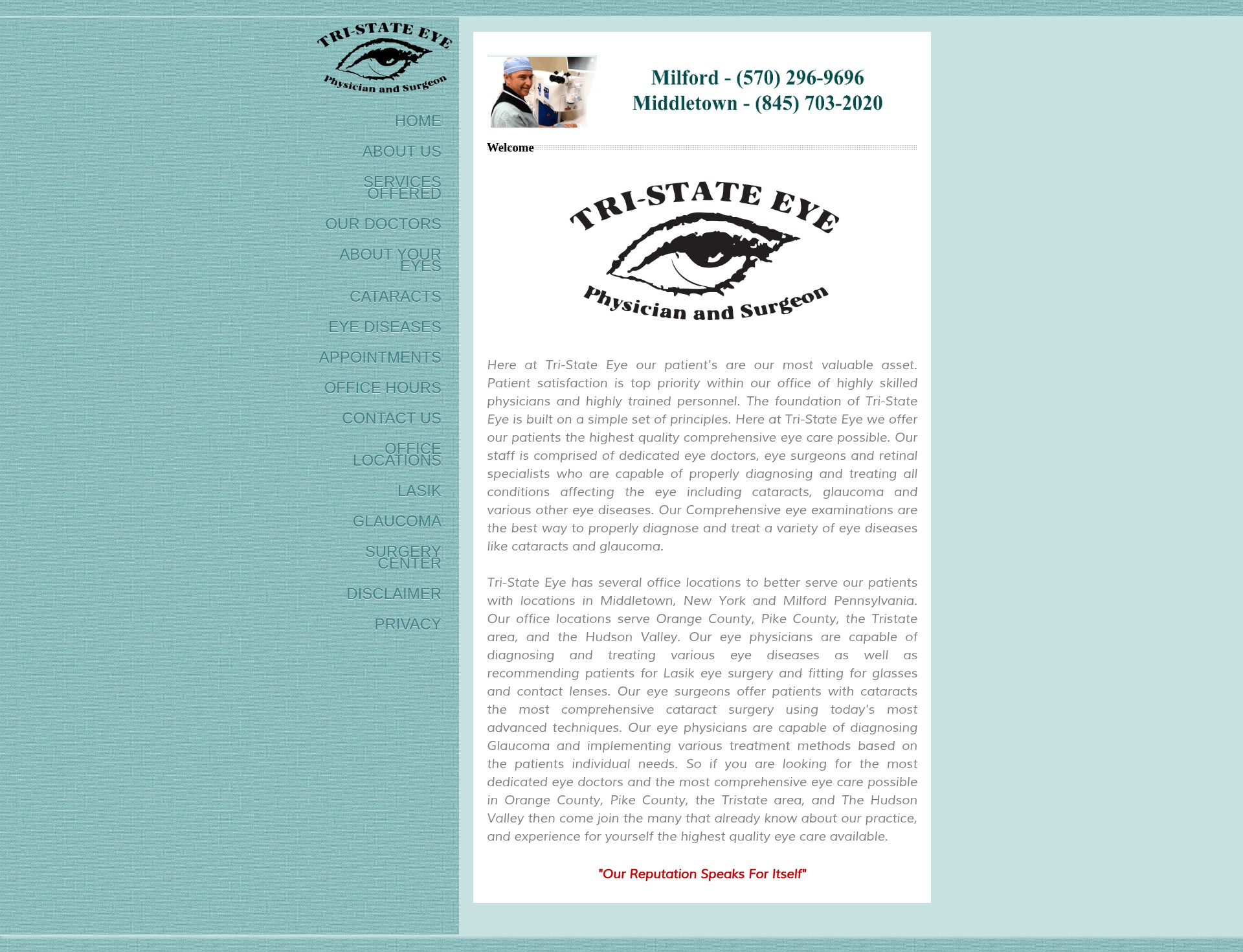 Screenshot of www.tristateeye.com