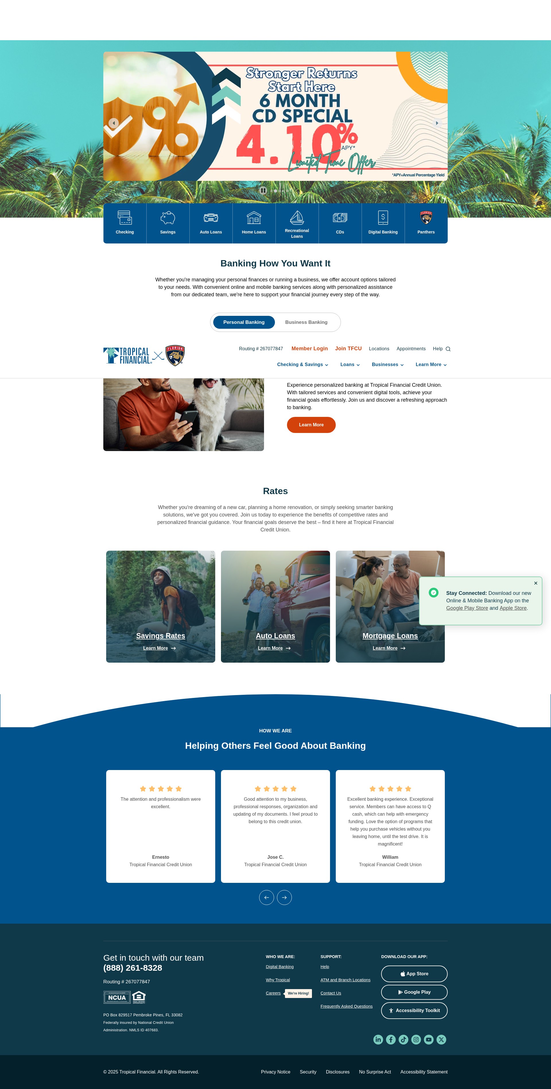 Screenshot of www.tropicalfcu.com