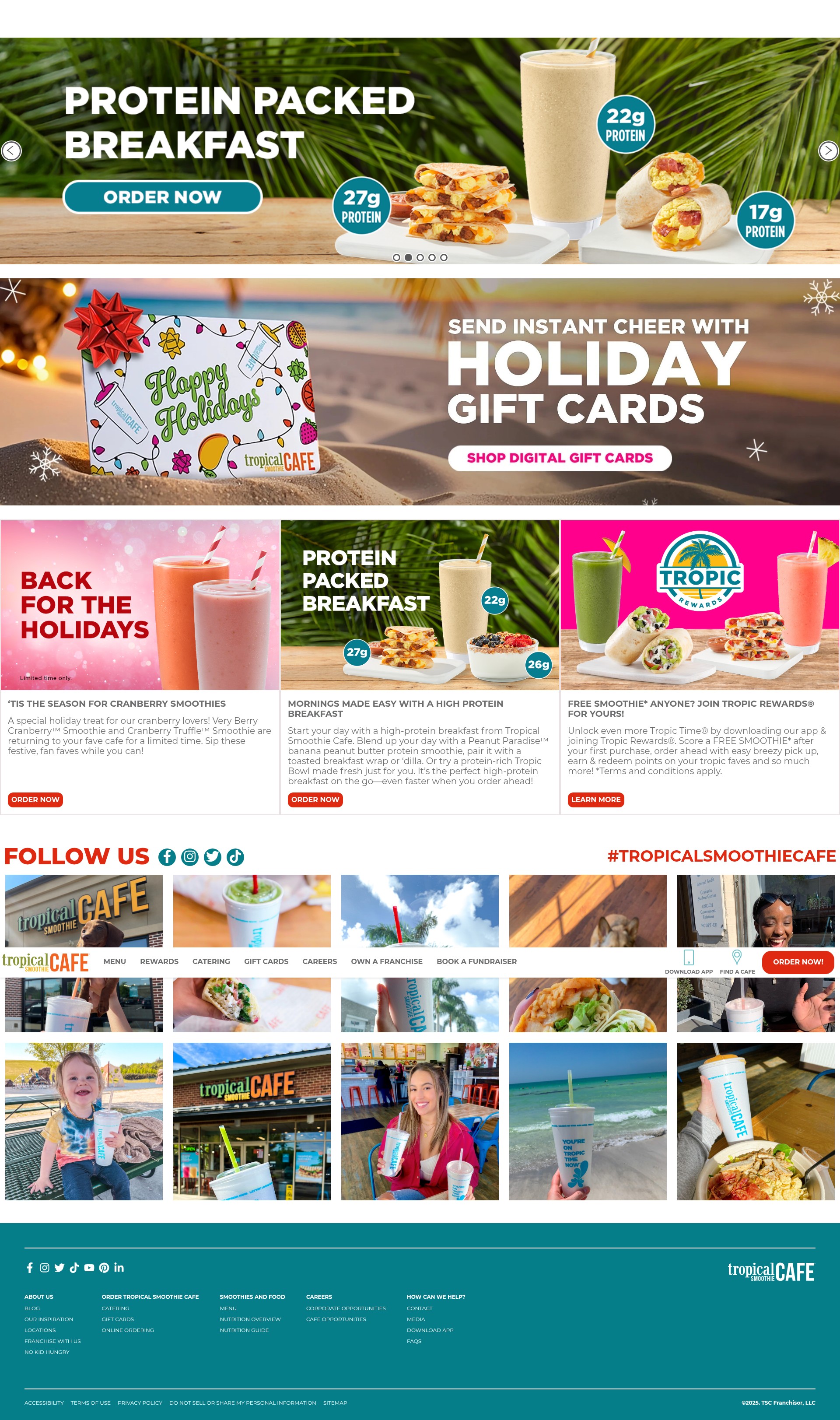 Screenshot of www.tropicalsmoothiecafe.com