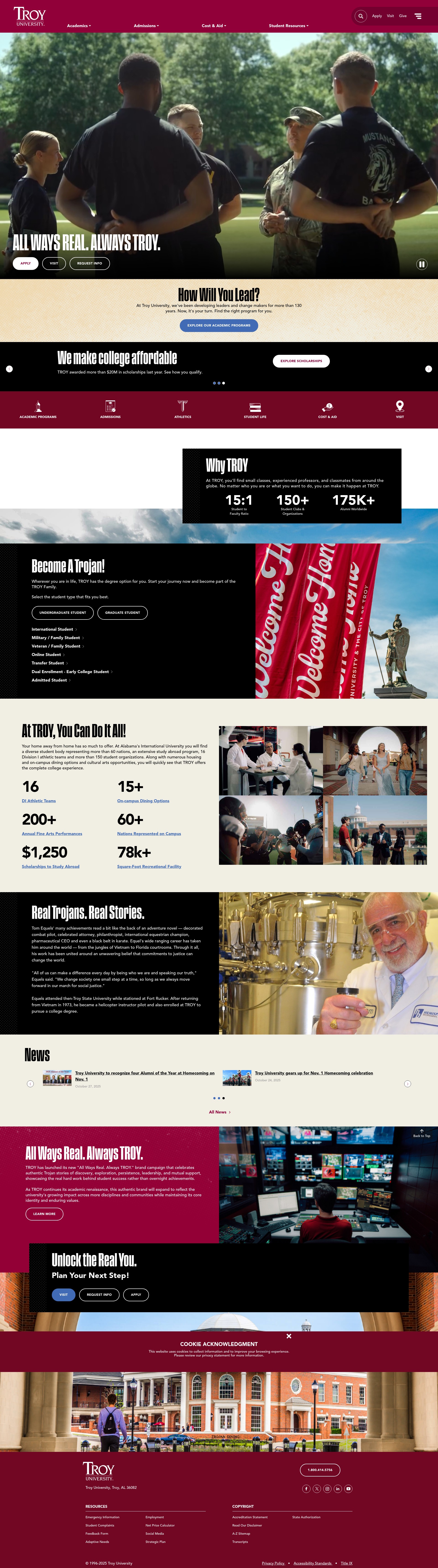 Screenshot of www.troy.edu