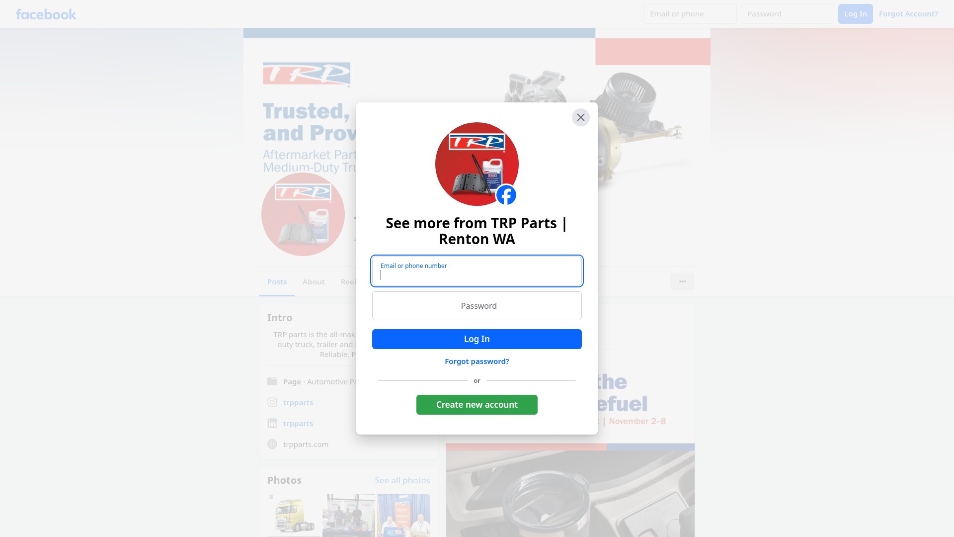 Screenshot of www.trpparts.com