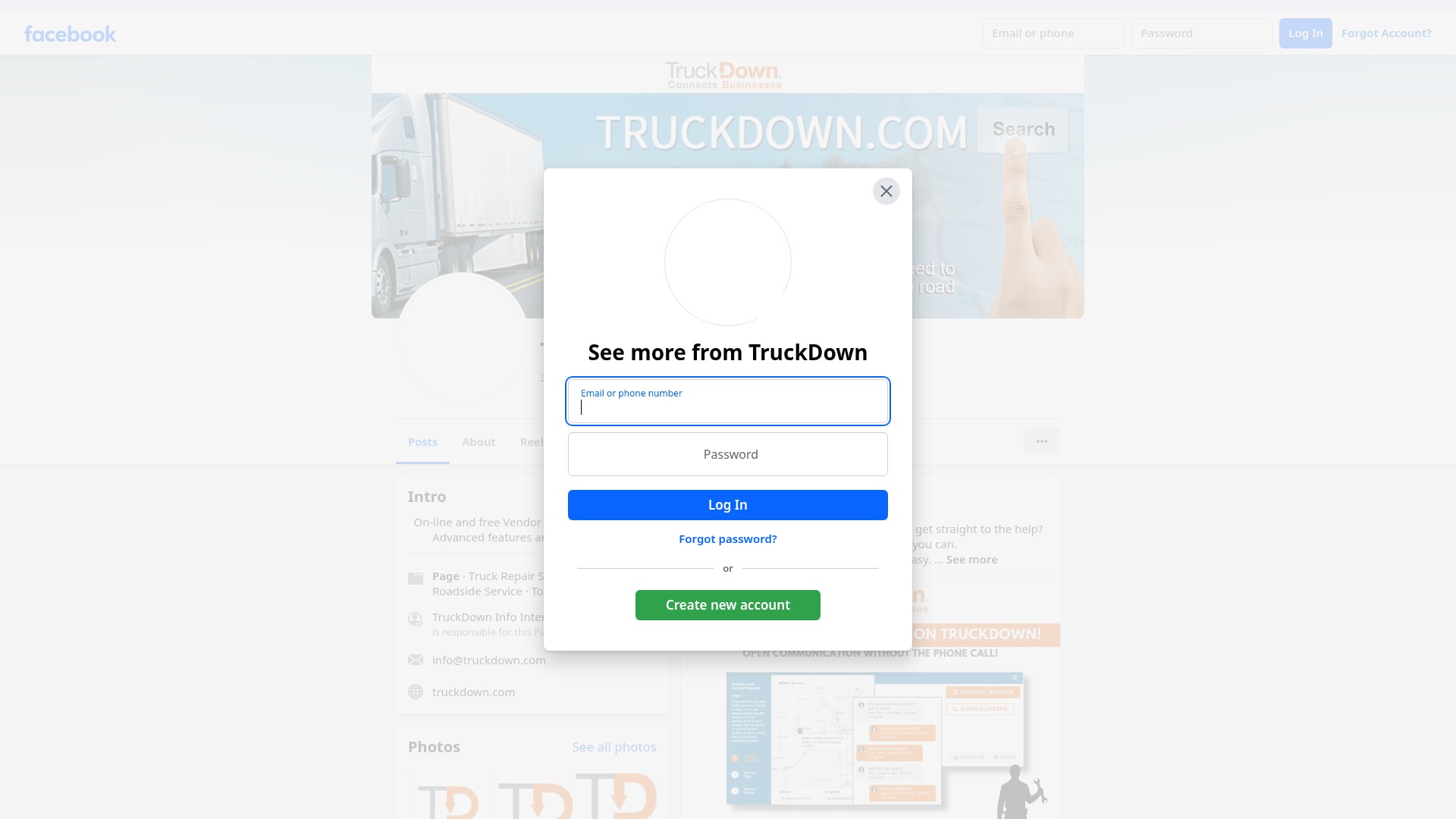 Screenshot of www.truckdown.com