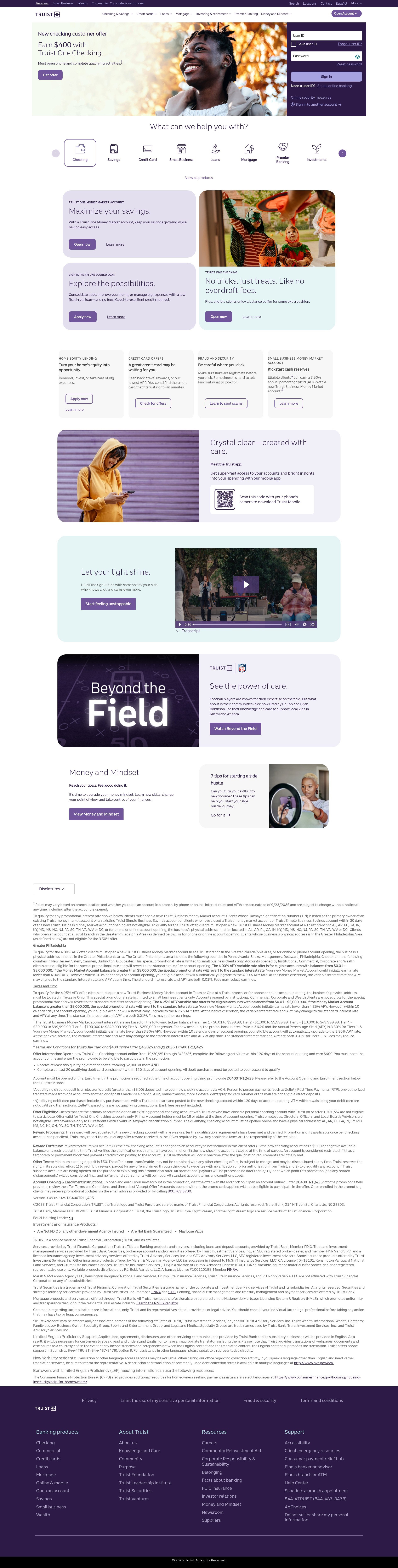 Screenshot of www.truist.com