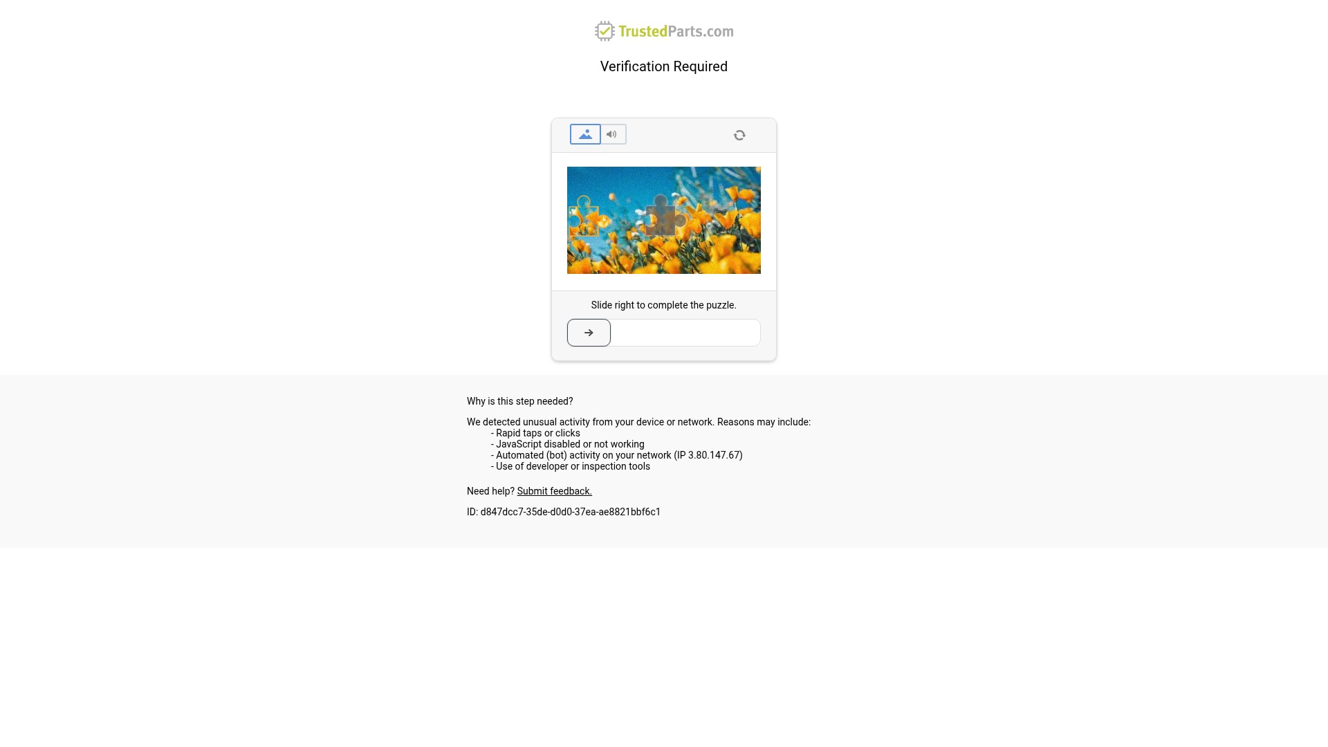 Screenshot of www.trustedparts.com