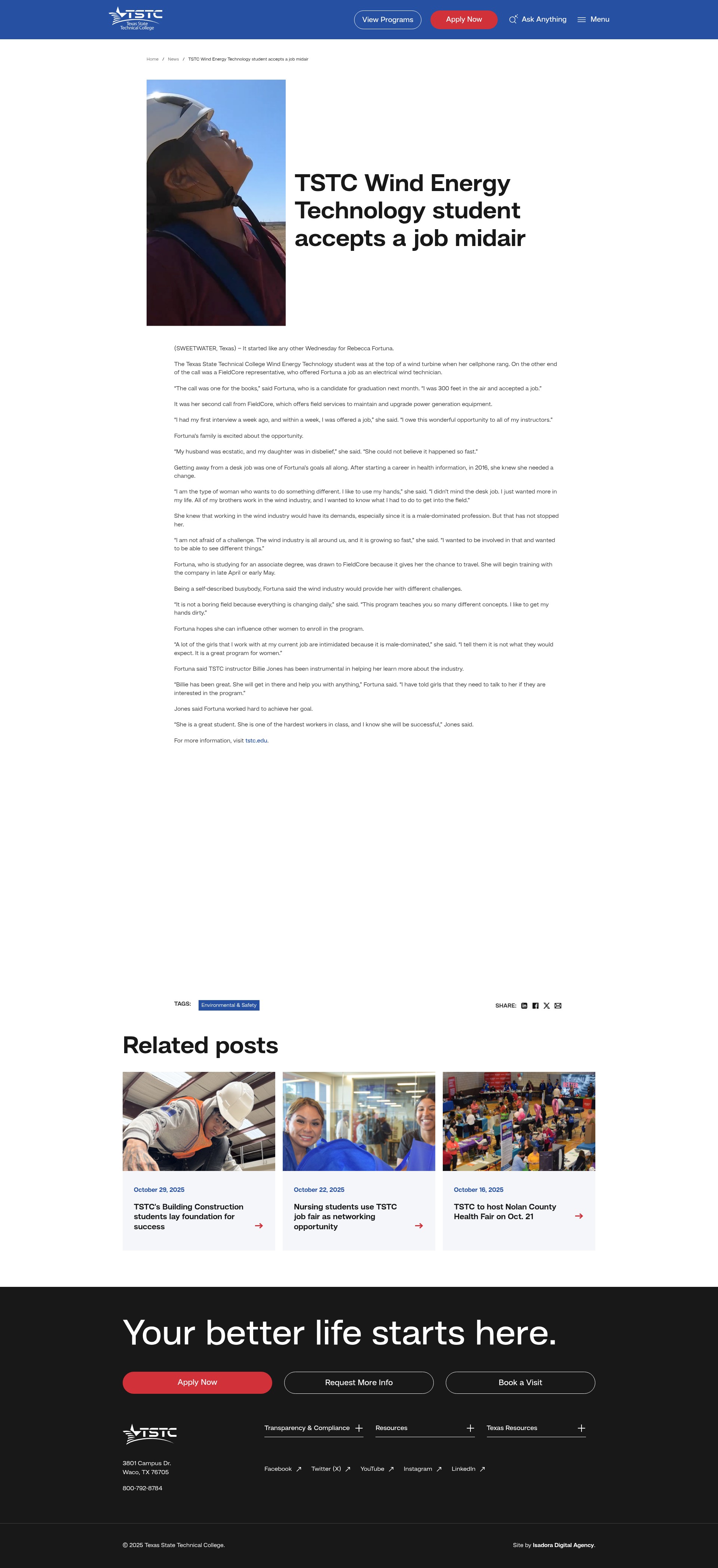 Screenshot of www.tstc.edu