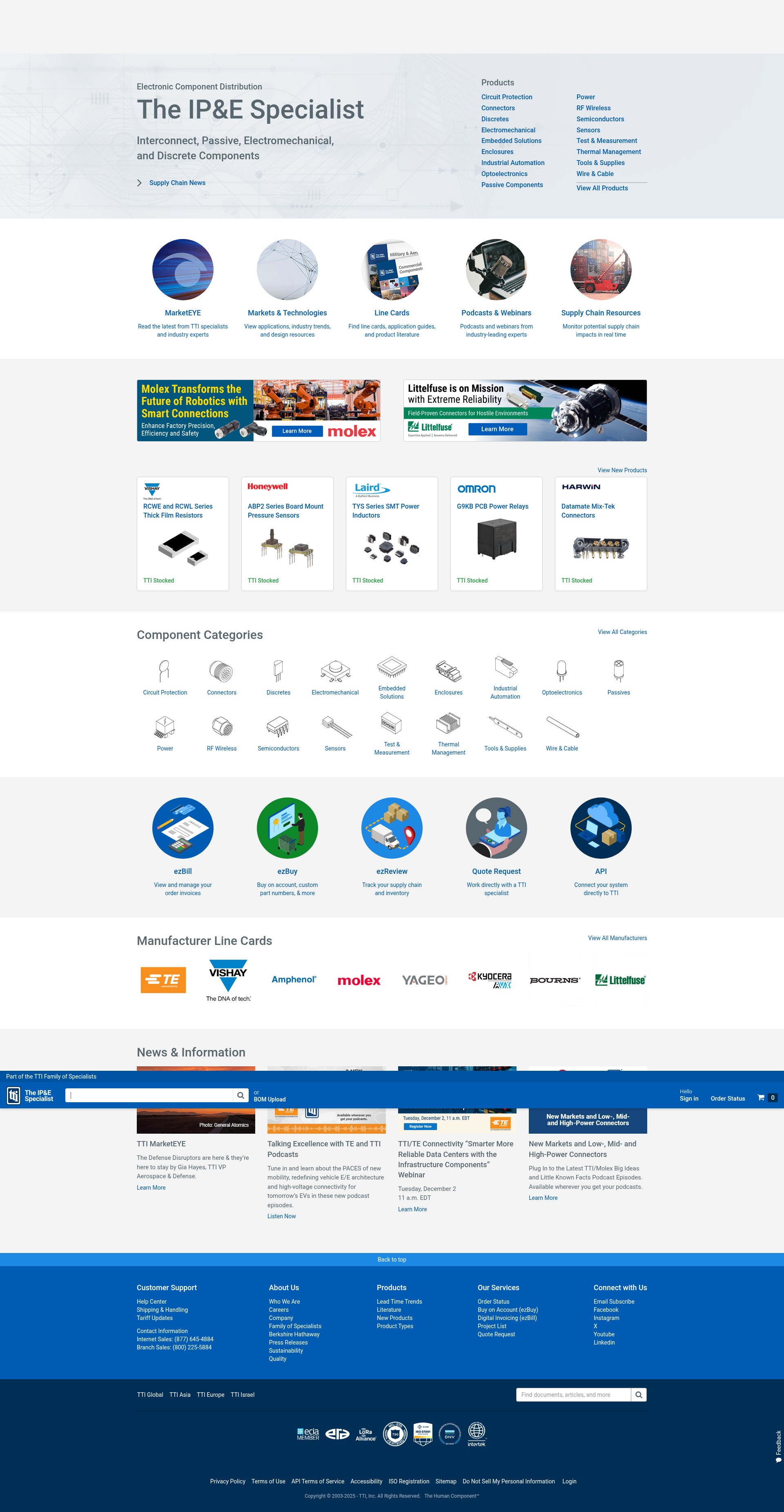 Screenshot of www.tti.com