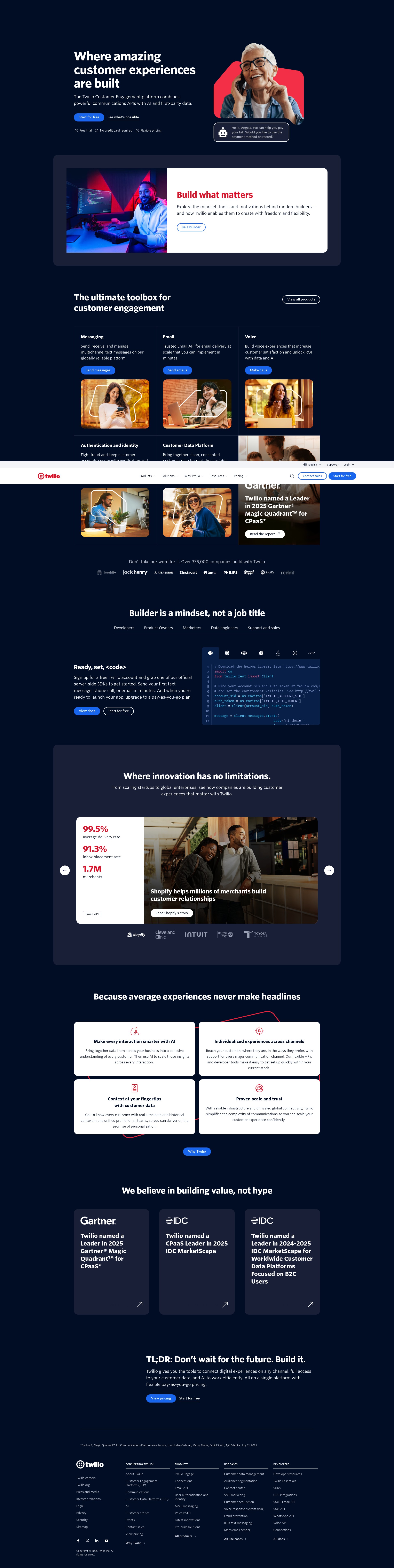 Screenshot of www.twilio.com