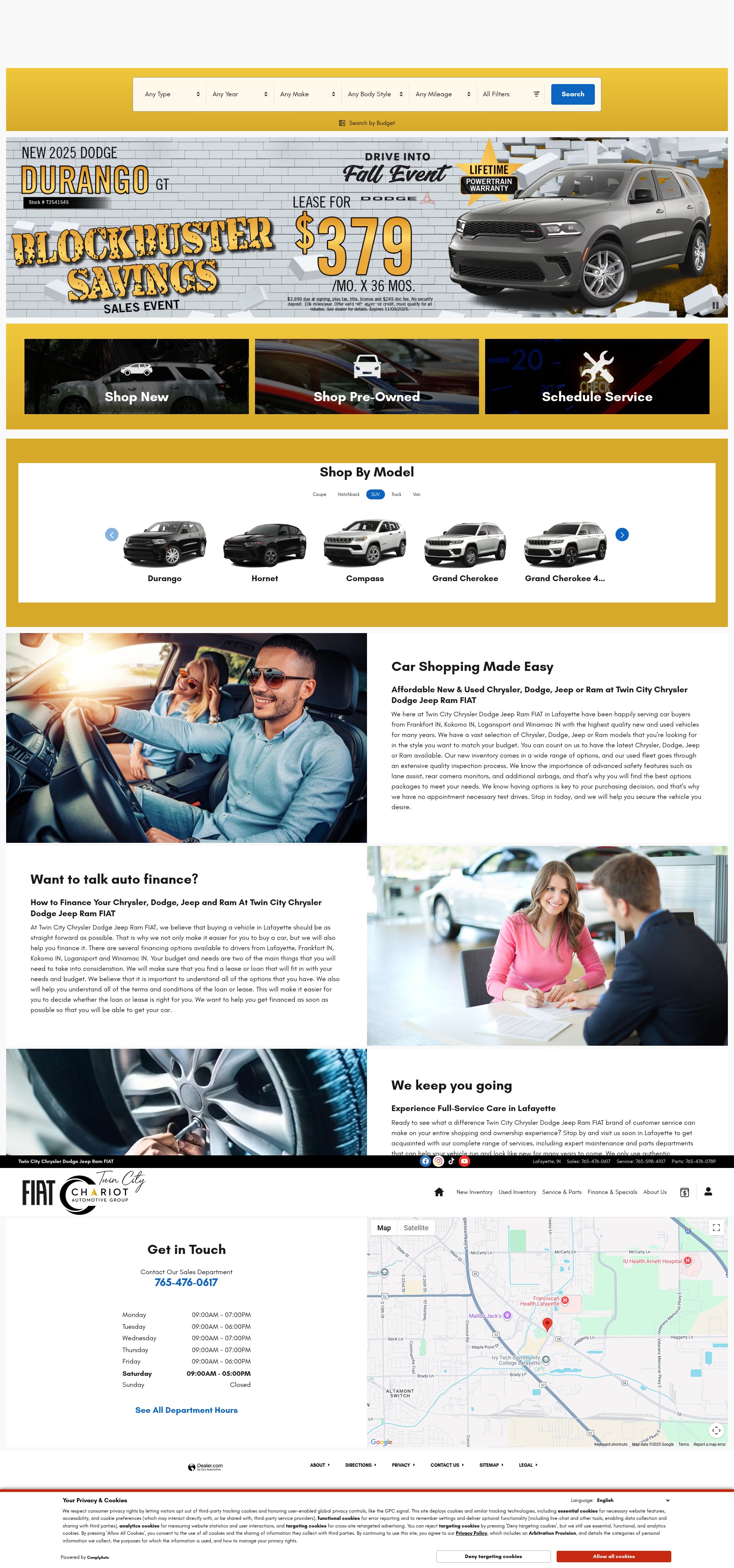 Screenshot of www.twincitydodgechryslerindiana.com