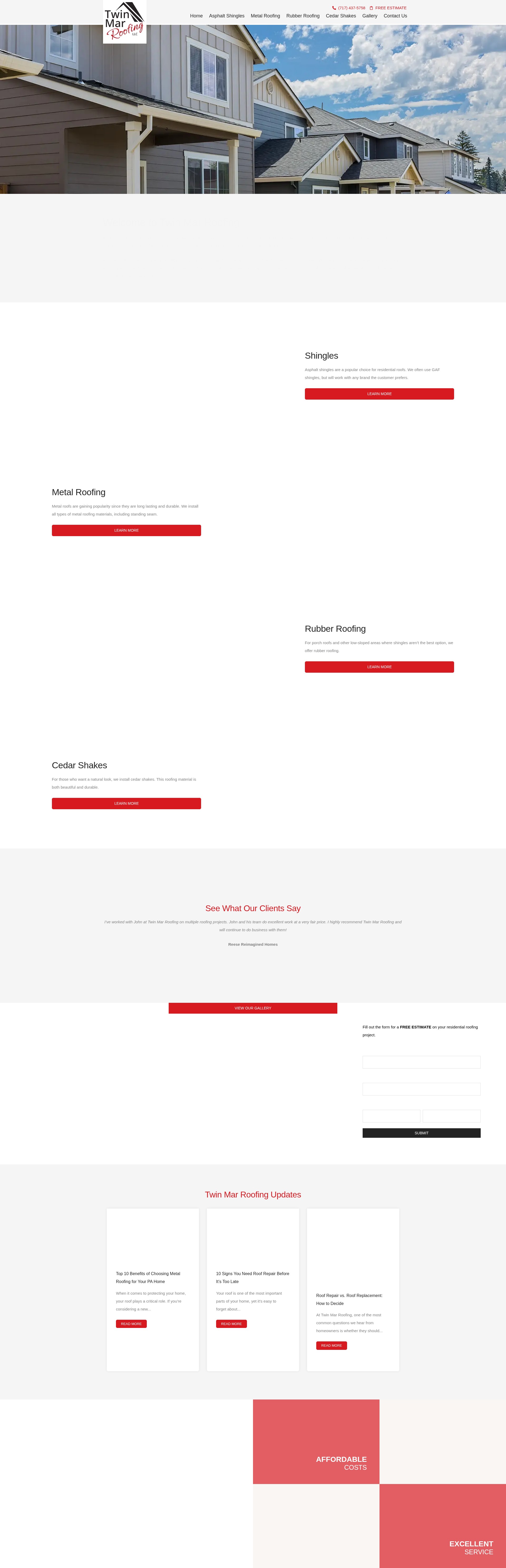Screenshot of www.twinmarroofing.com