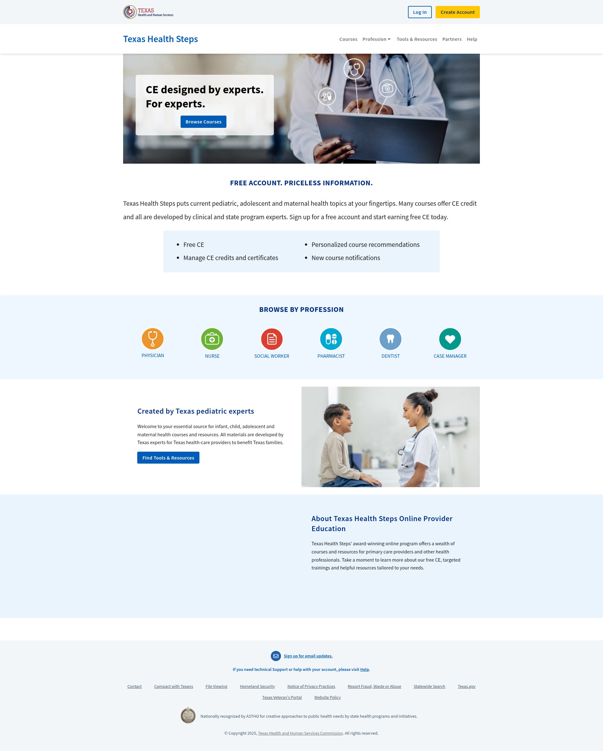 Screenshot of www.txhealthsteps.com
