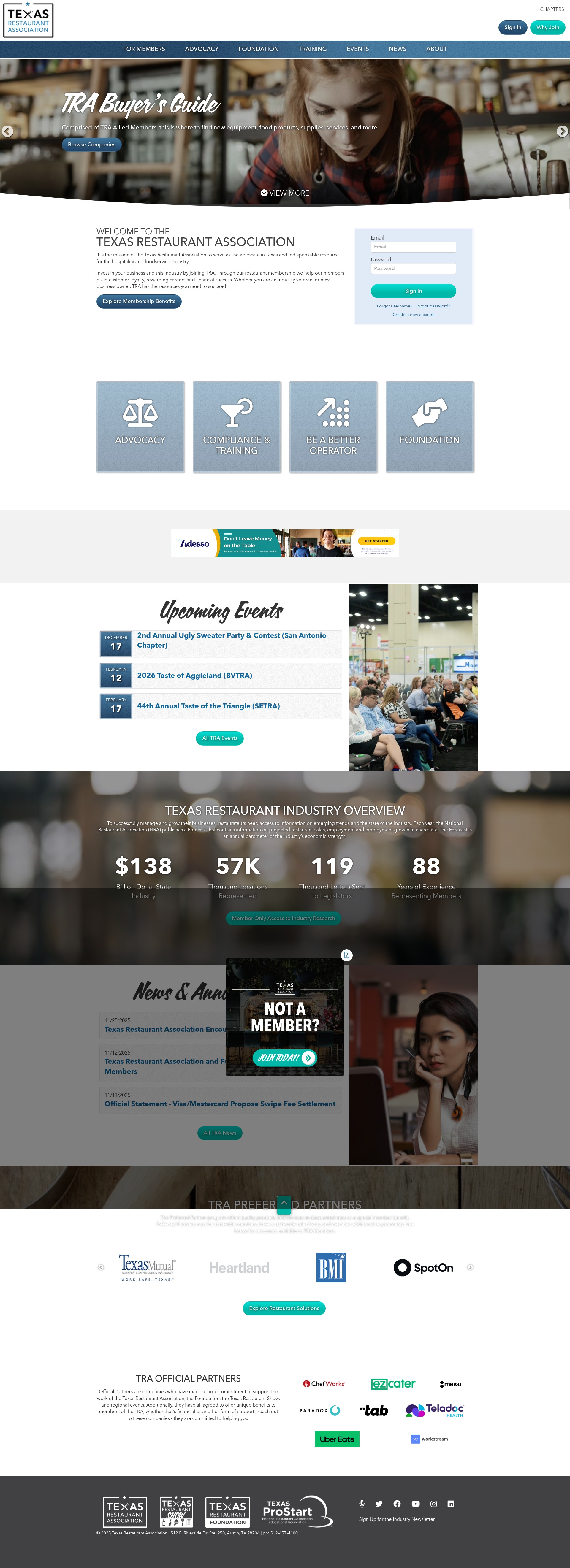 Screenshot of www.txrestaurant.org