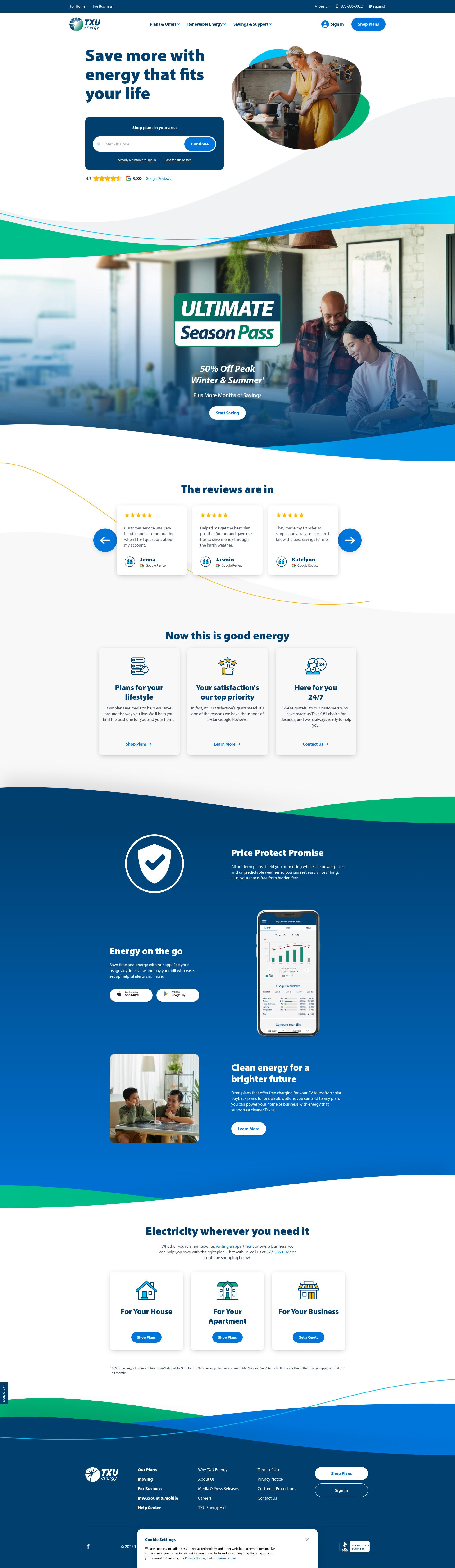Screenshot of www.txu.com