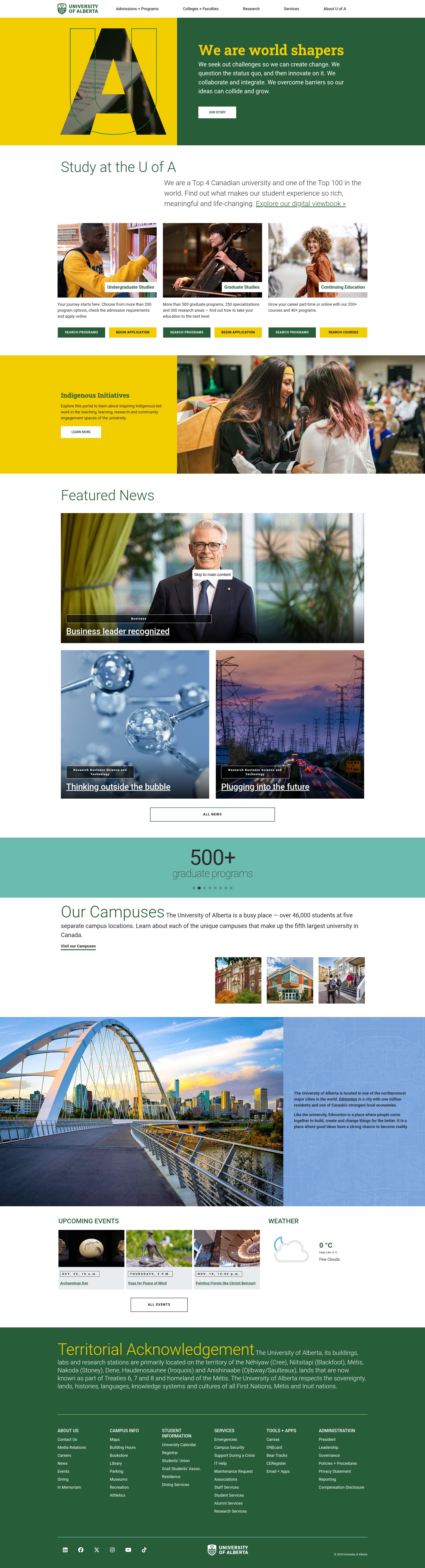 Screenshot of www.ualberta.ca