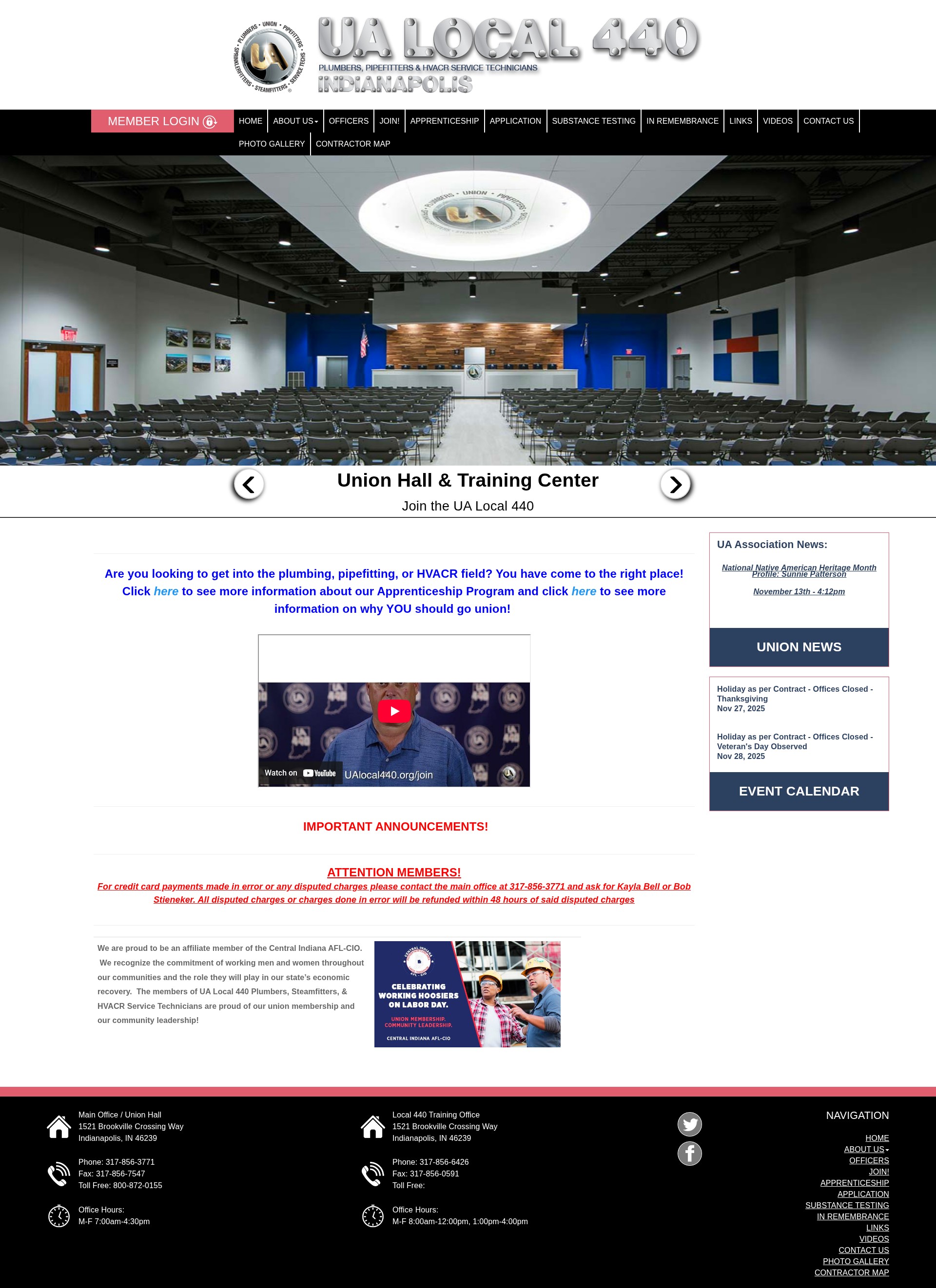 Screenshot of www.ualocal440.org