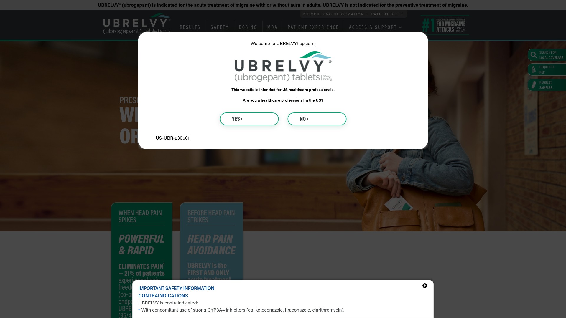 Screenshot of www.ubrelvyhcp.com