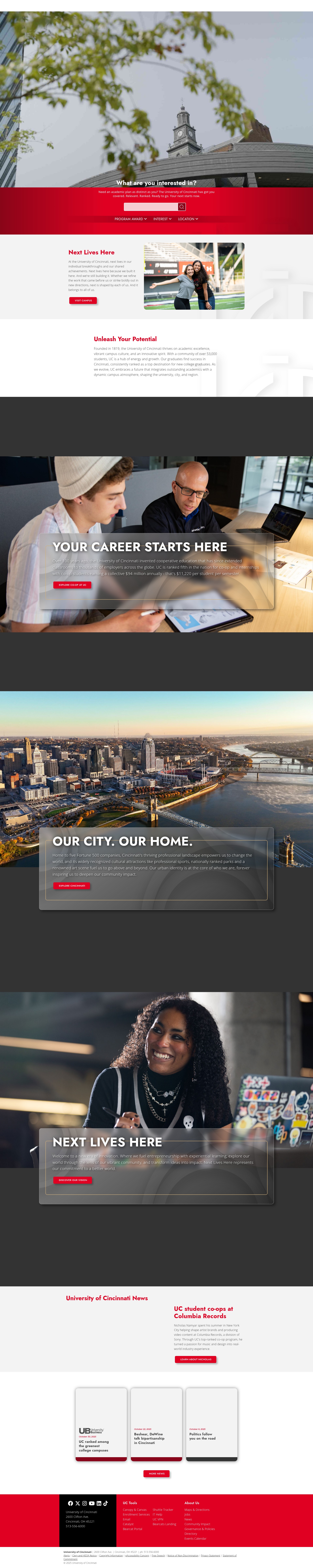 Screenshot of www.uc.edu