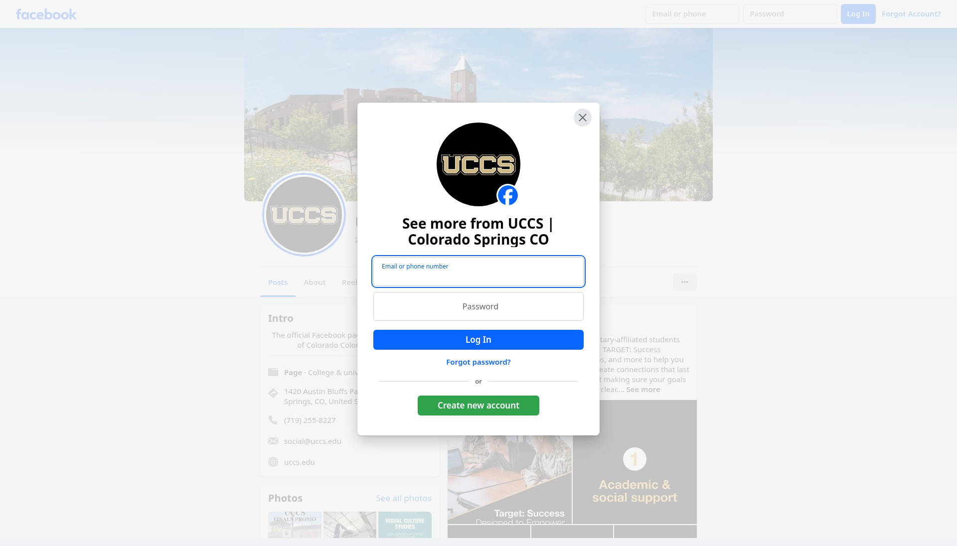 Screenshot of www.uccs.edu