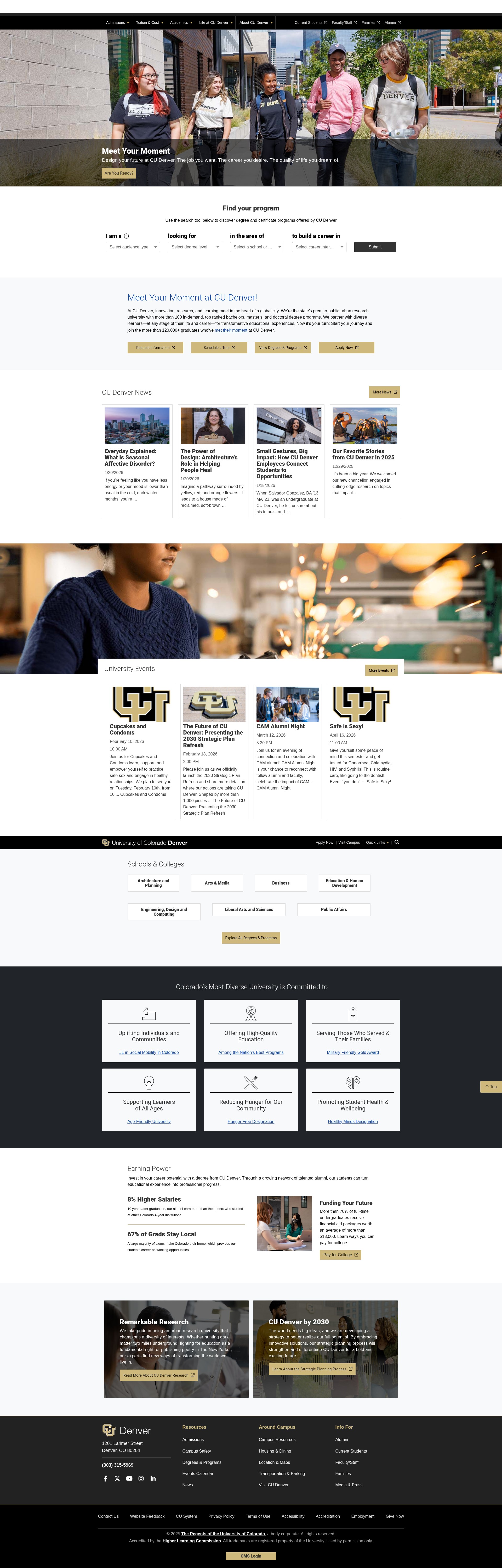 Screenshot of www.ucdenver.edu