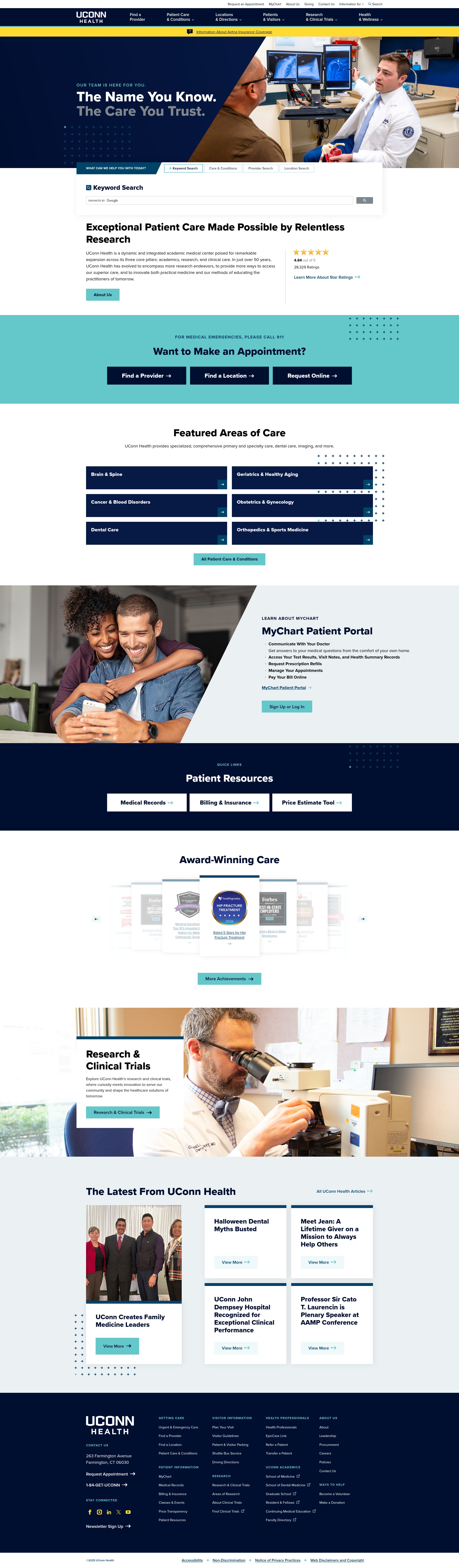 Screenshot of www.uconnhealth.org