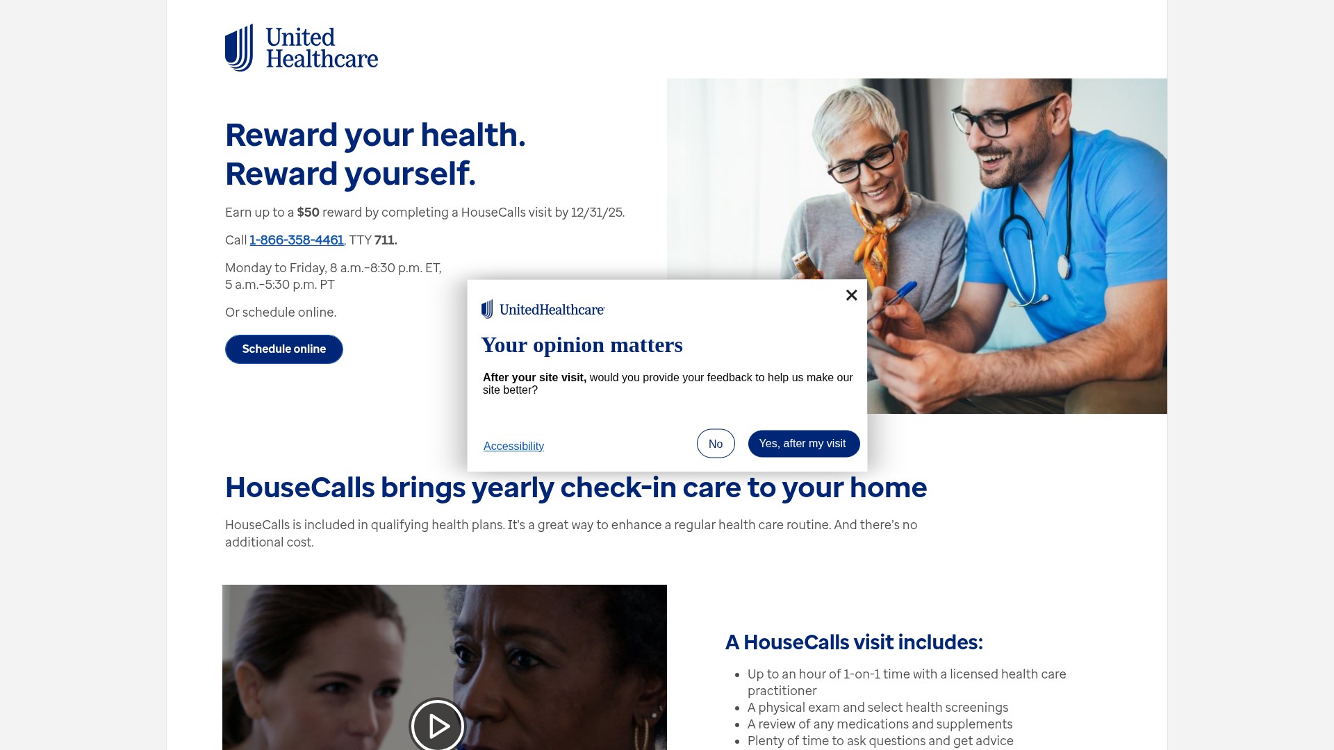 Screenshot of www.uhchousecallsvisit.com