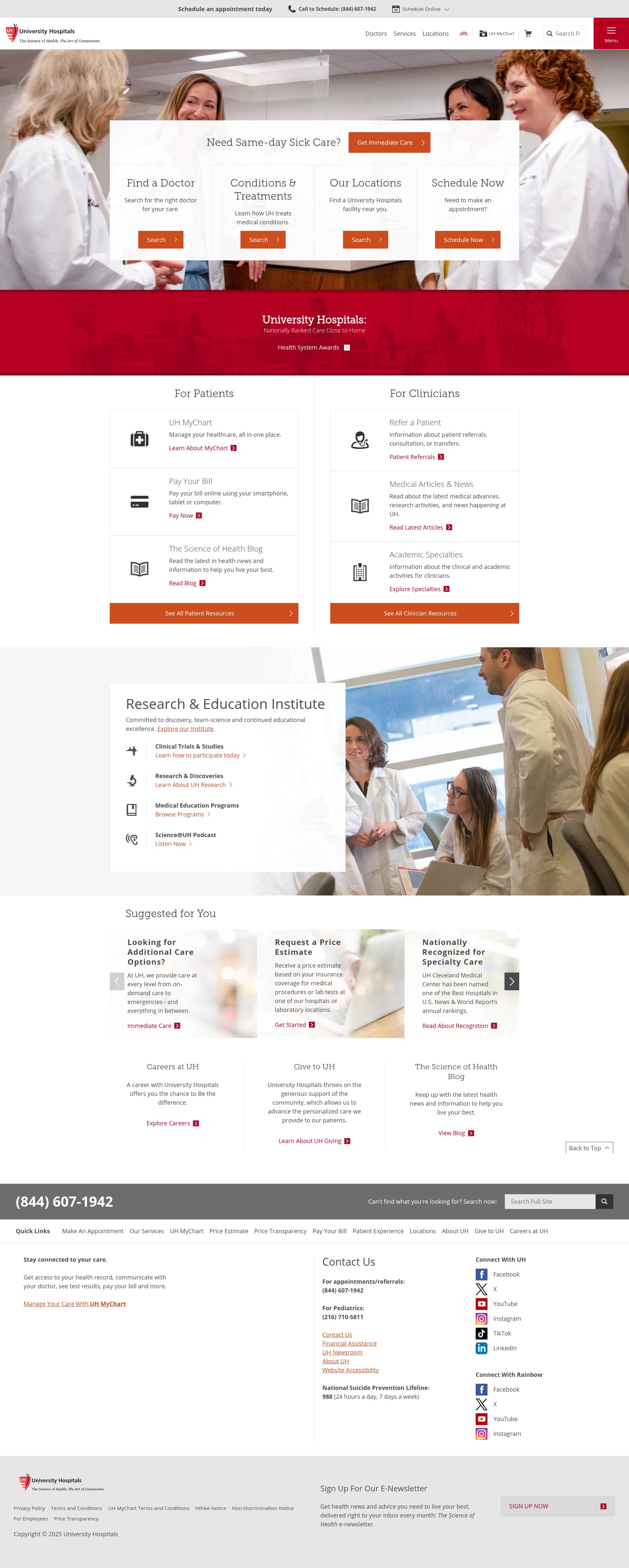 Screenshot of www.uhhospitals.org