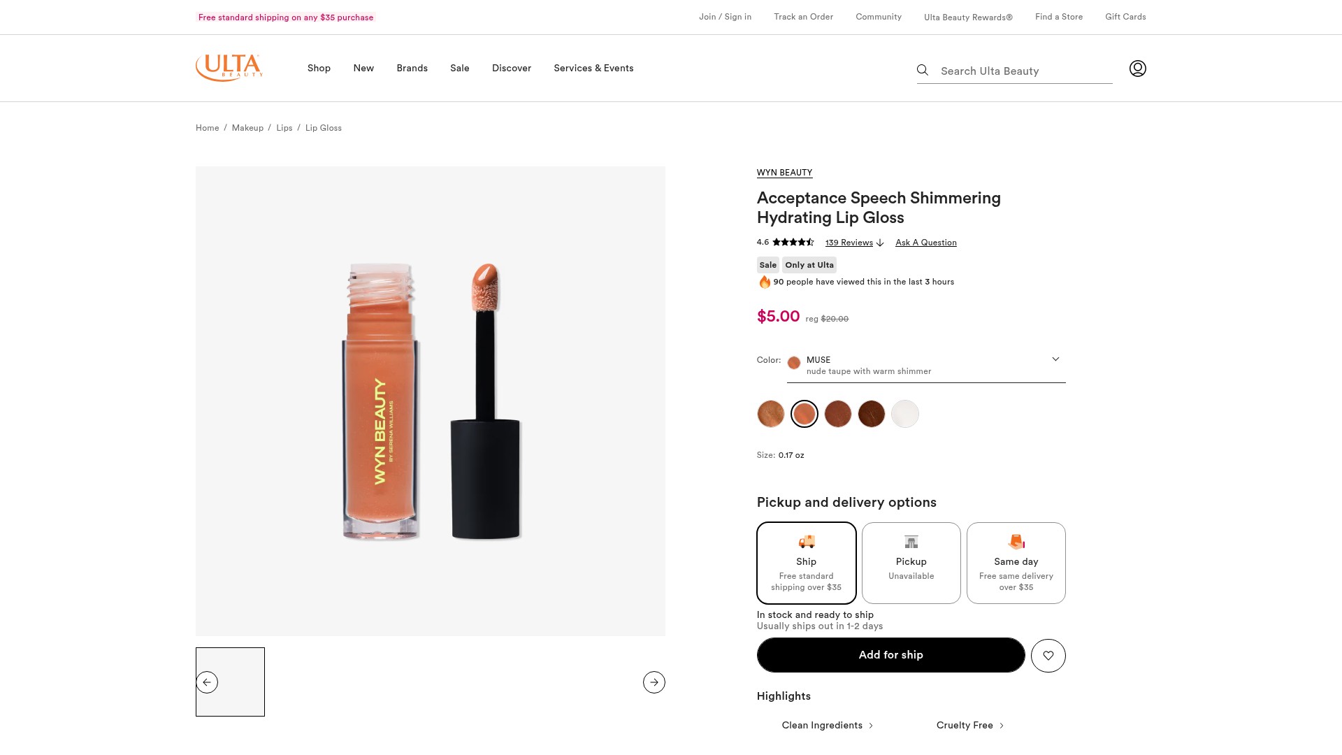 Screenshot of www.ulta.com