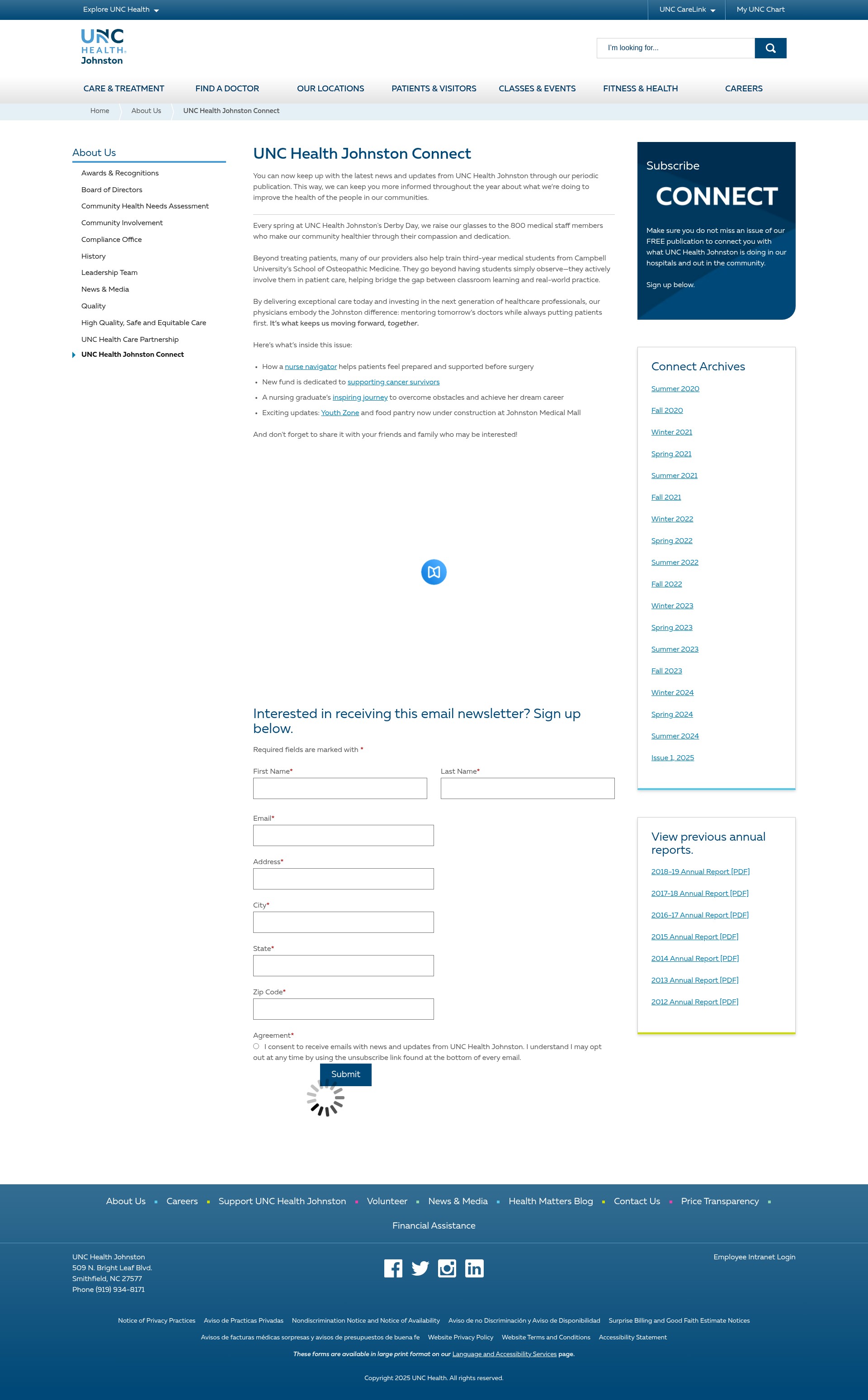 Screenshot of www.unchealthjohnston.org