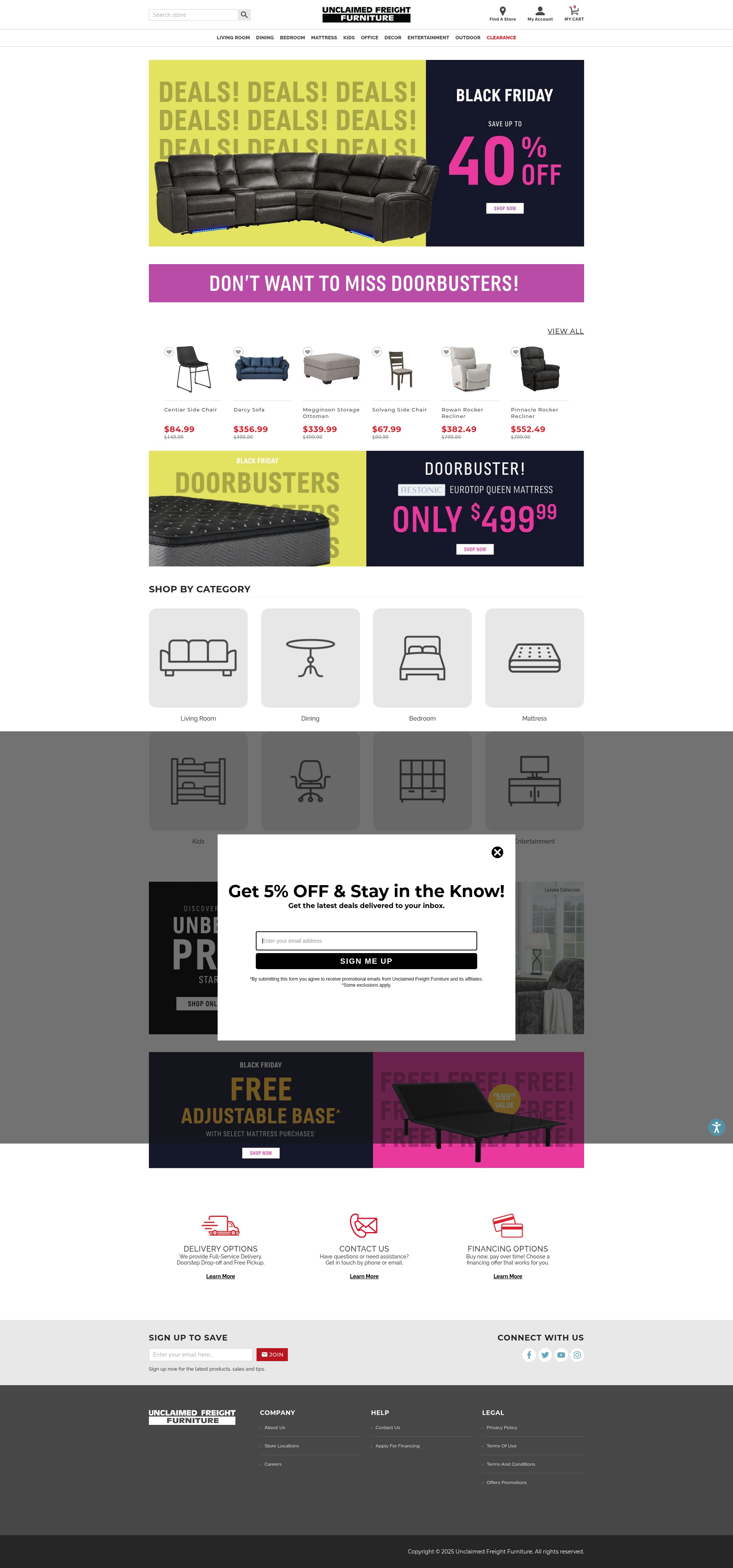 Screenshot of www.unclaimedfreightfurniture.com