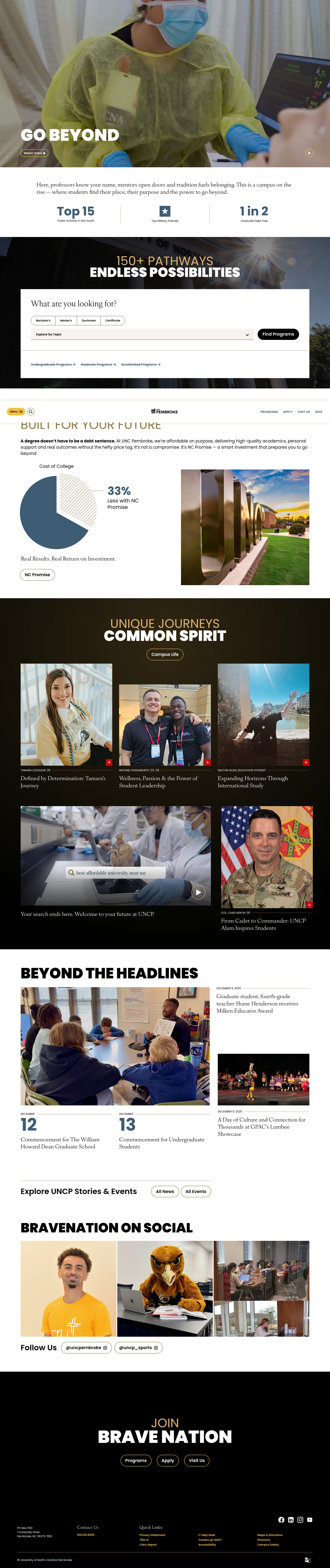 Screenshot of www.uncp.edu