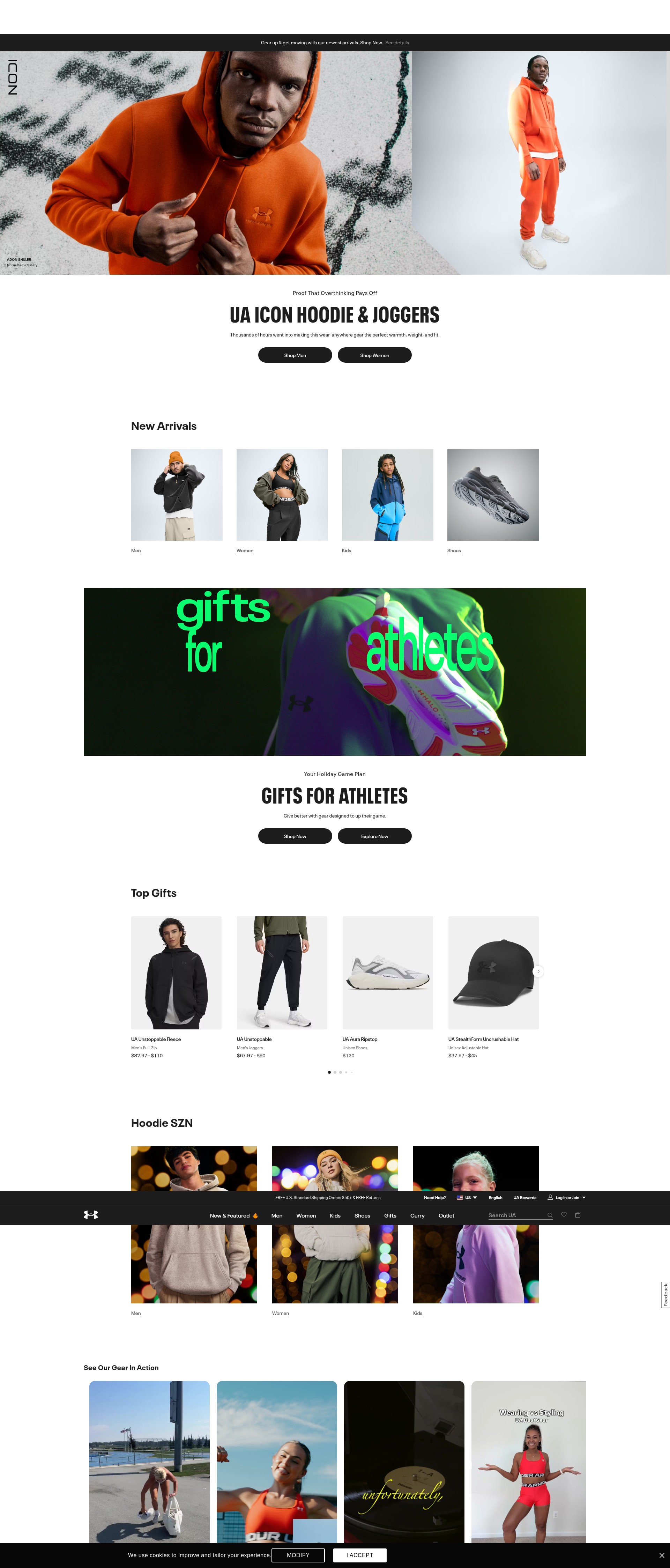 Screenshot of www.underarmour.com