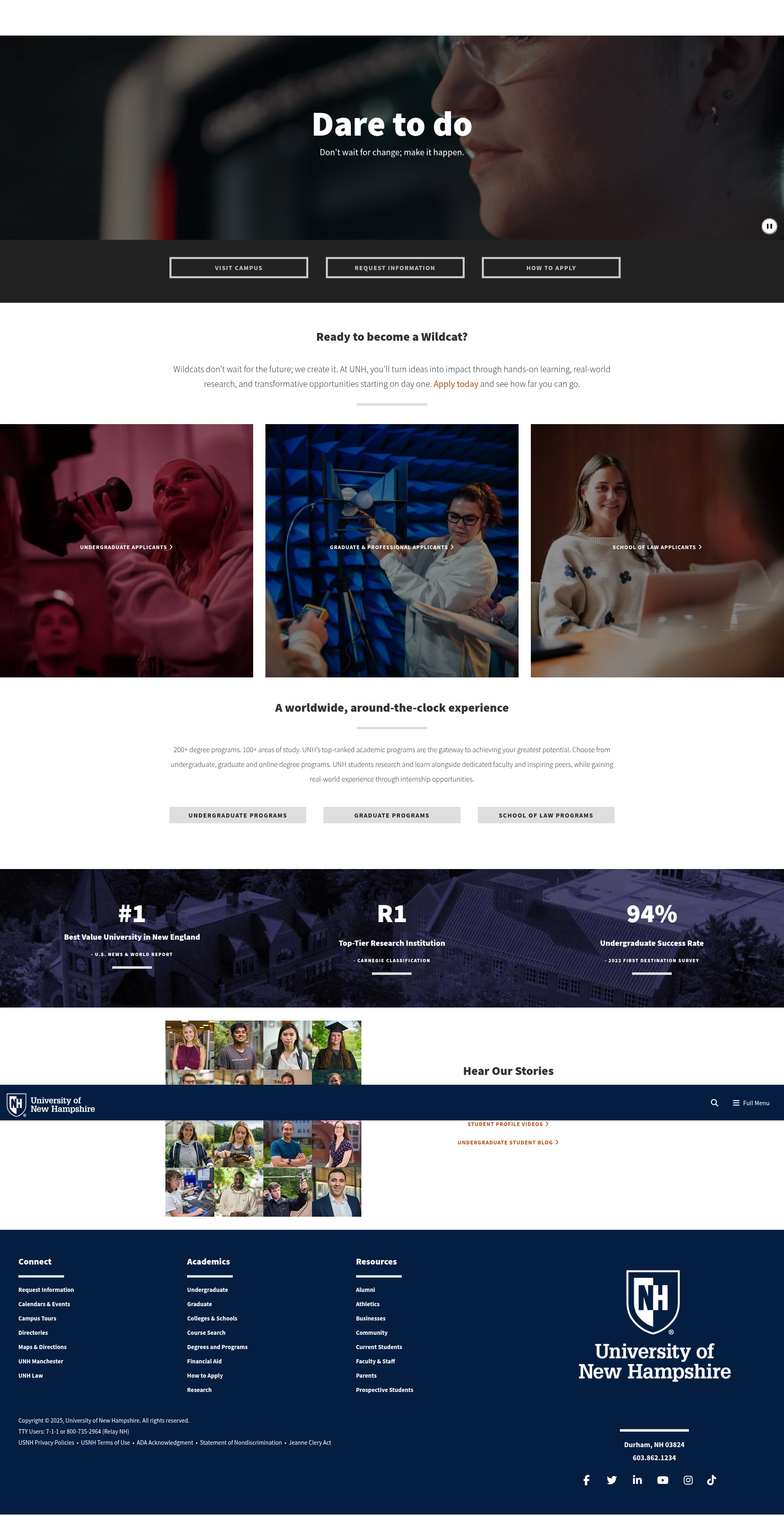 Screenshot of www.unh.edu