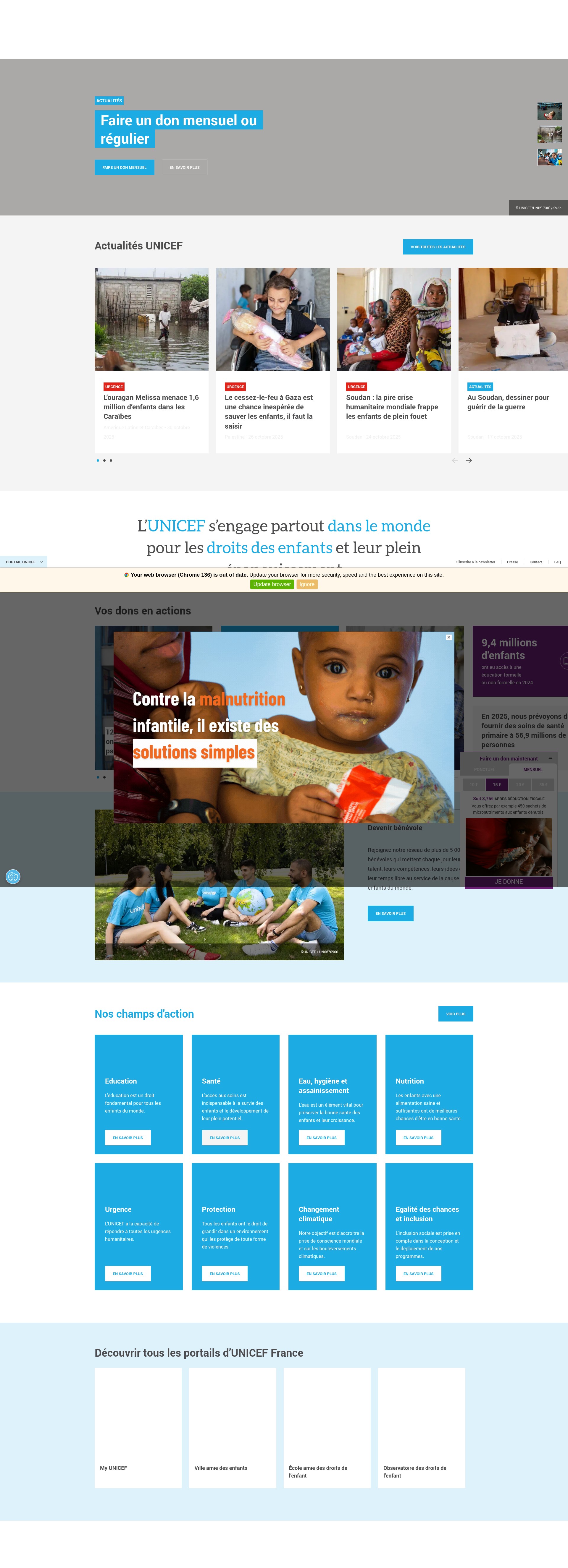 Screenshot of www.unicef.fr