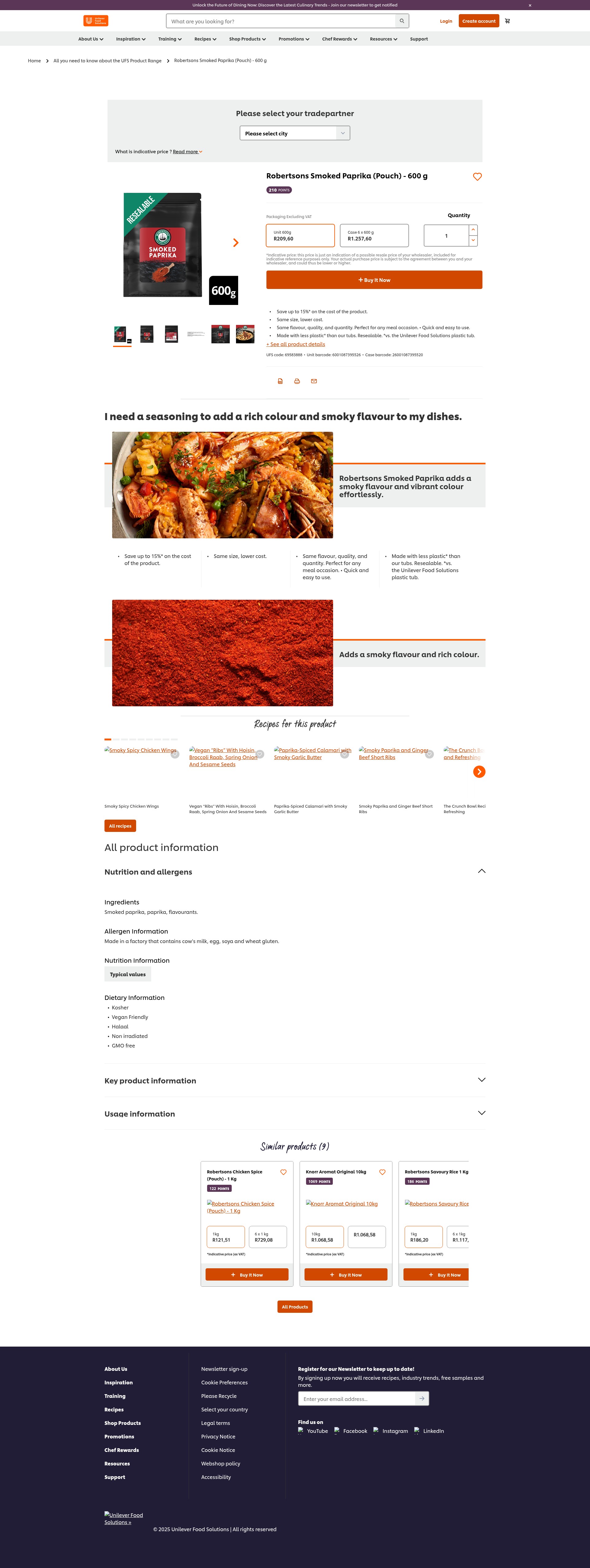 Screenshot of www.unileverfoodsolutions.co.za