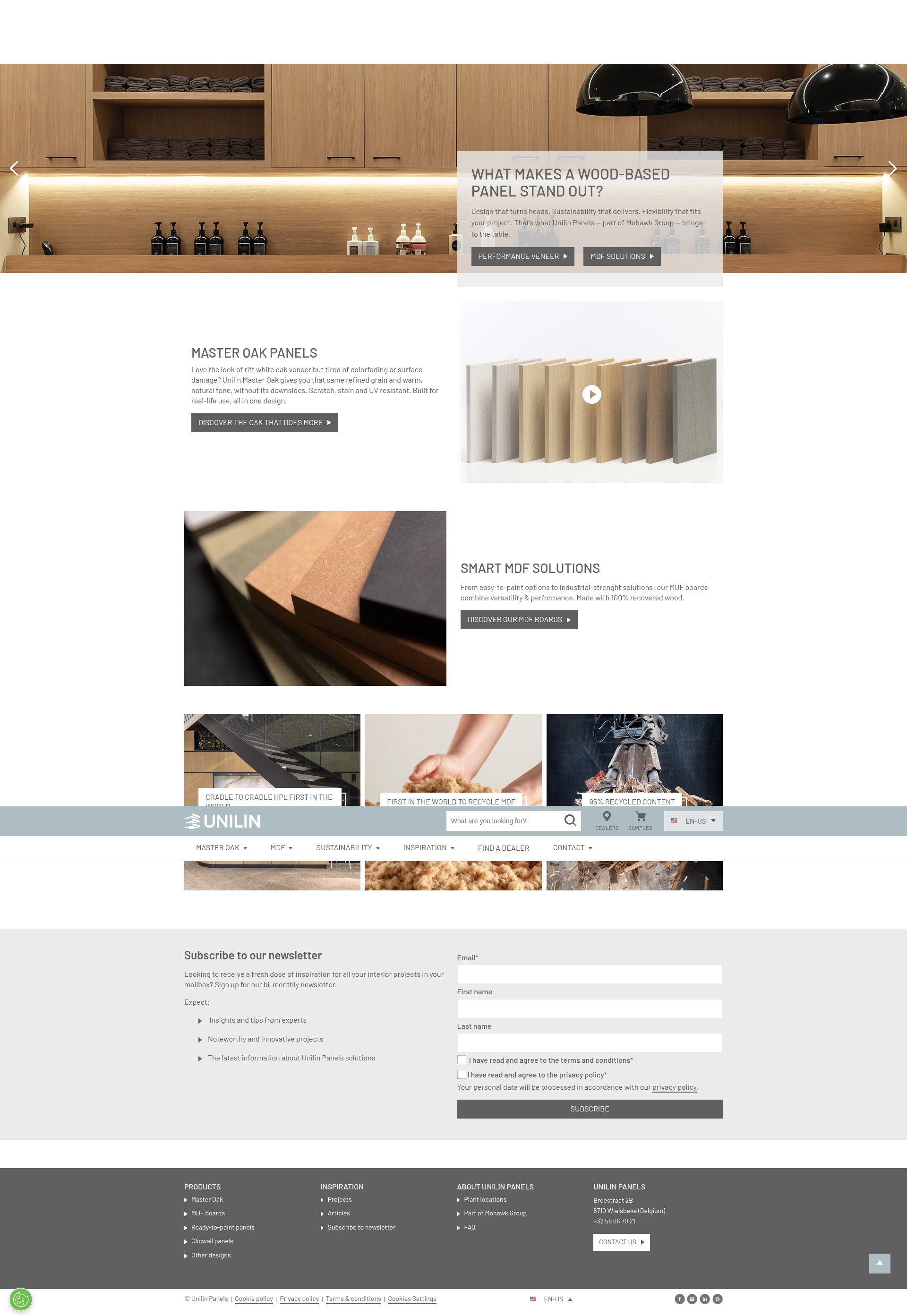 Screenshot of www.unilinpanels.com