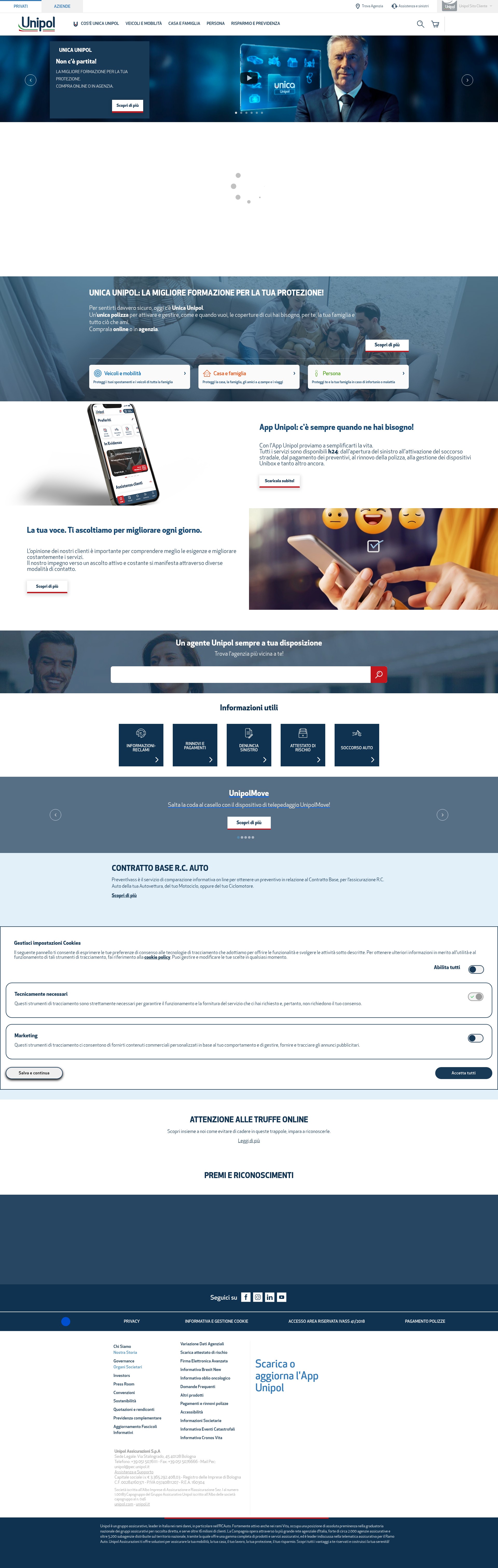 Screenshot of www.unipol.it
