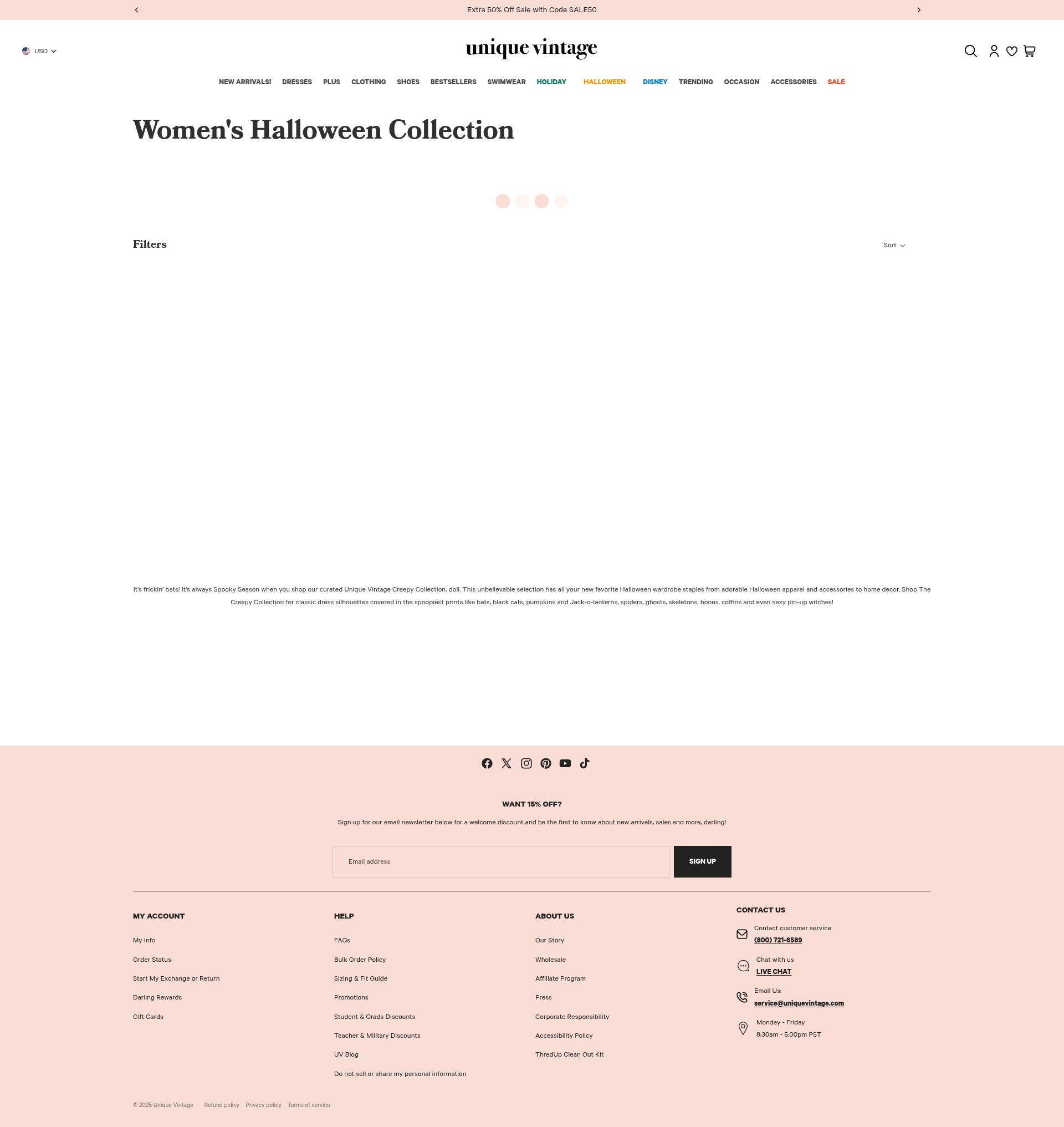 Screenshot of www.unique-vintage.com