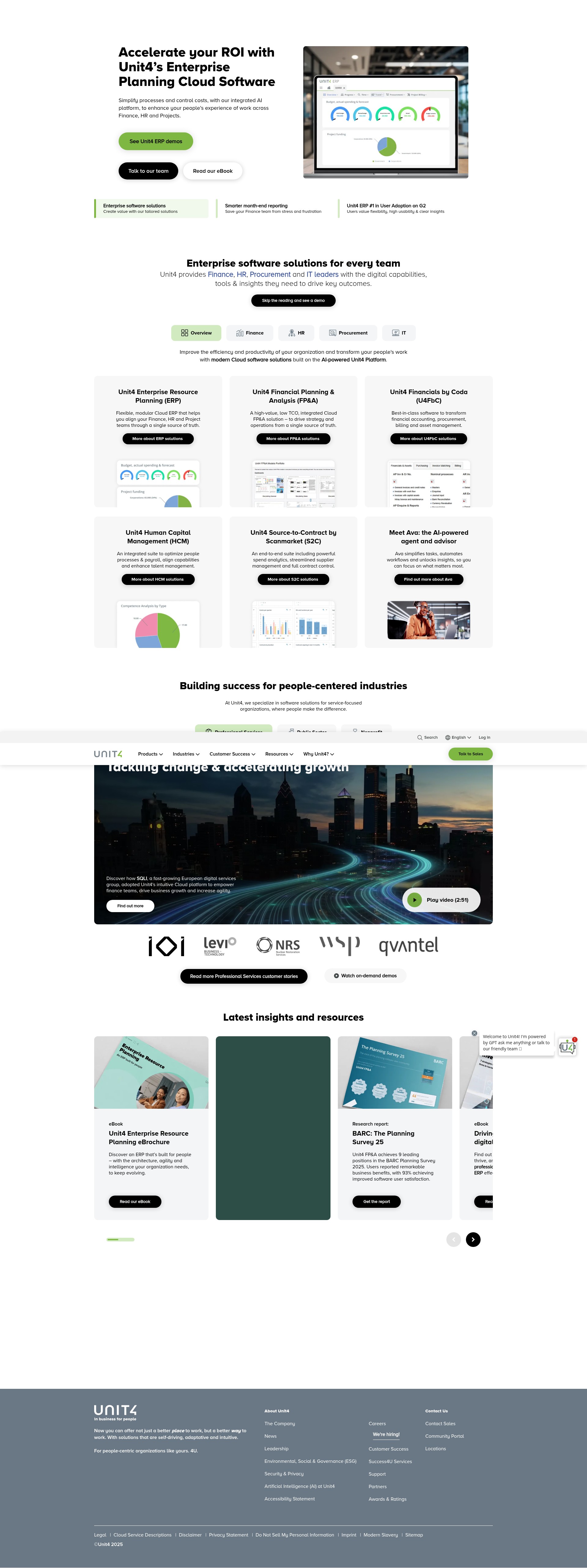 Screenshot of www.unit4.com