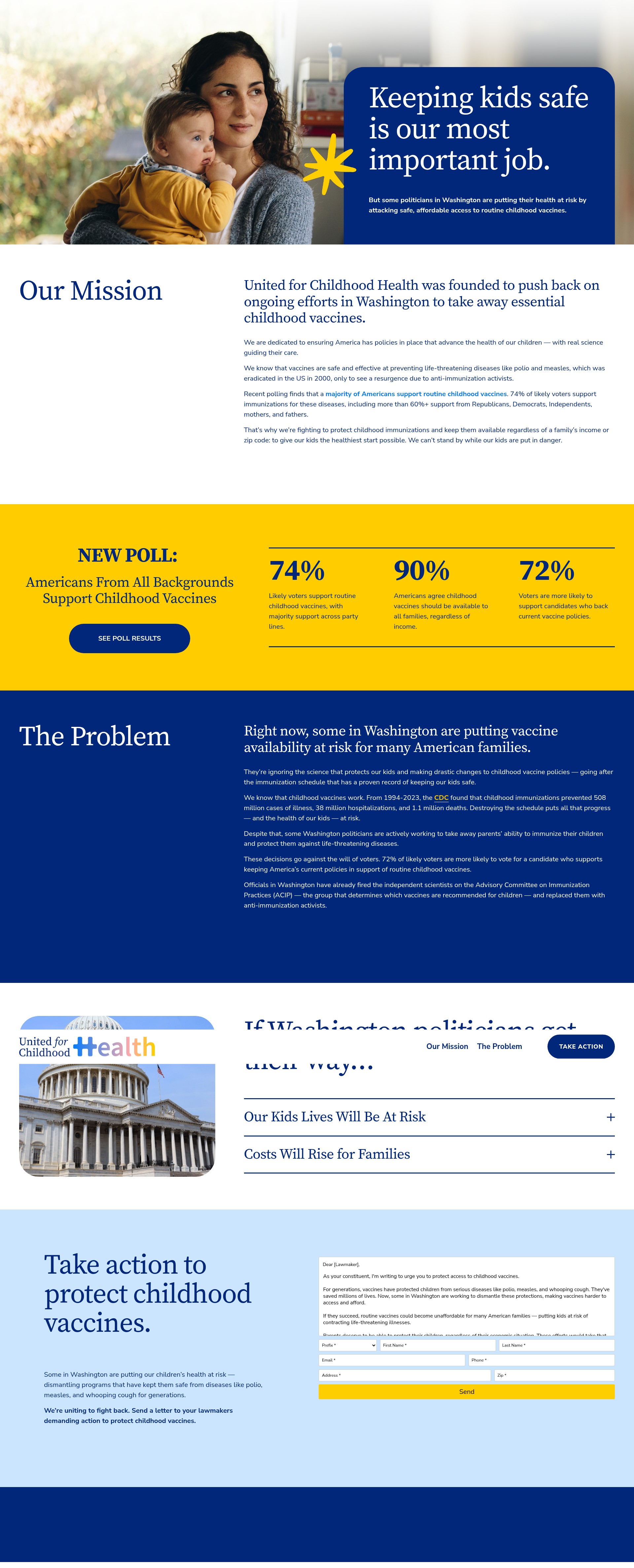 Screenshot of www.unitedforchildhoodhealth.com