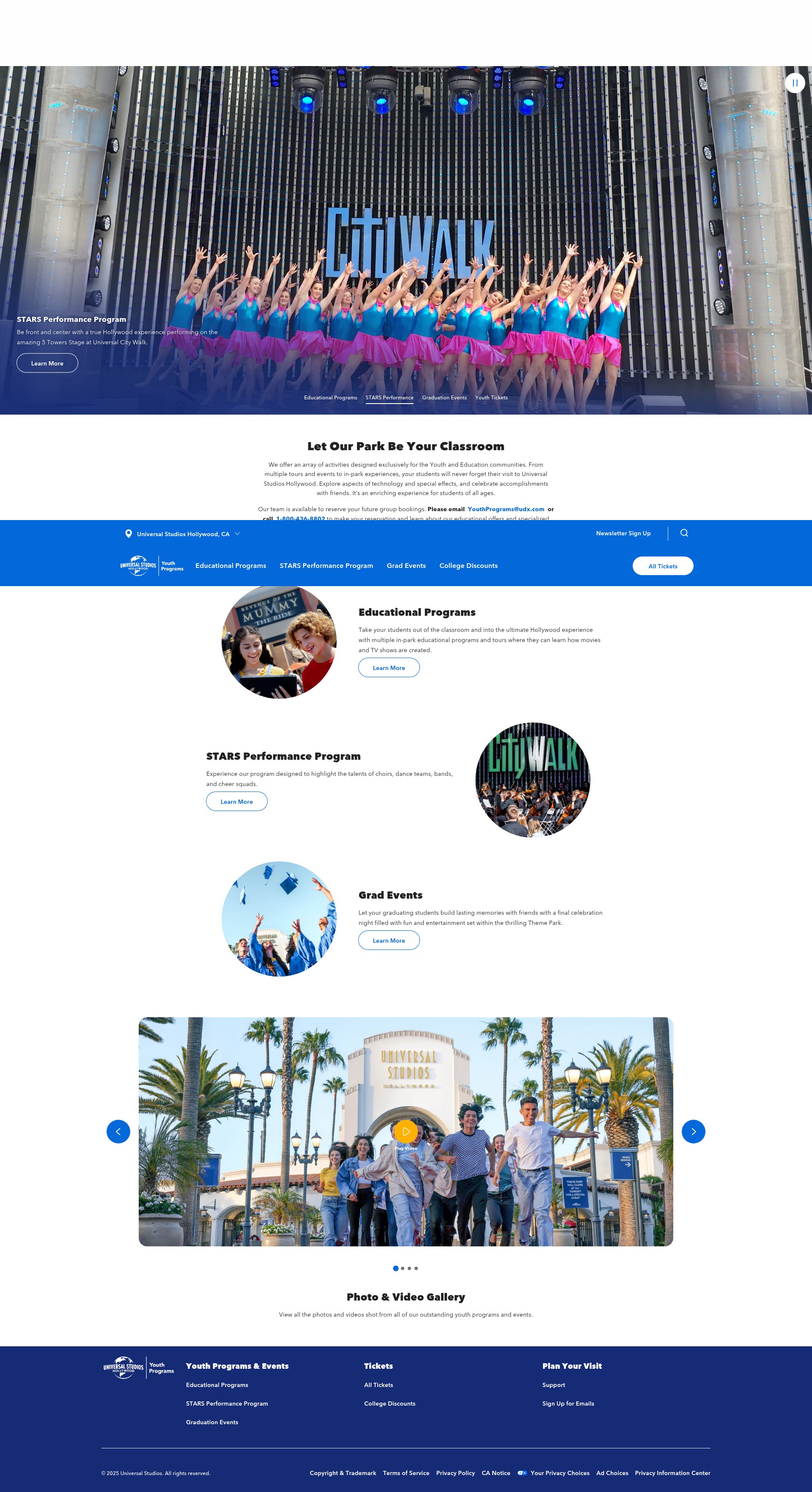 Screenshot of www.universalhollywoodyouth.com