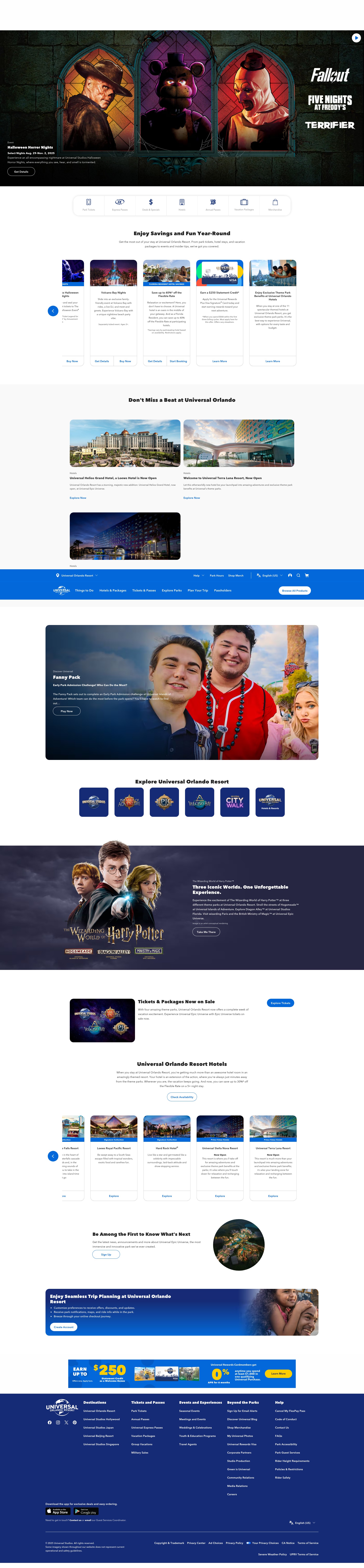 Screenshot of www.universalorlando.com