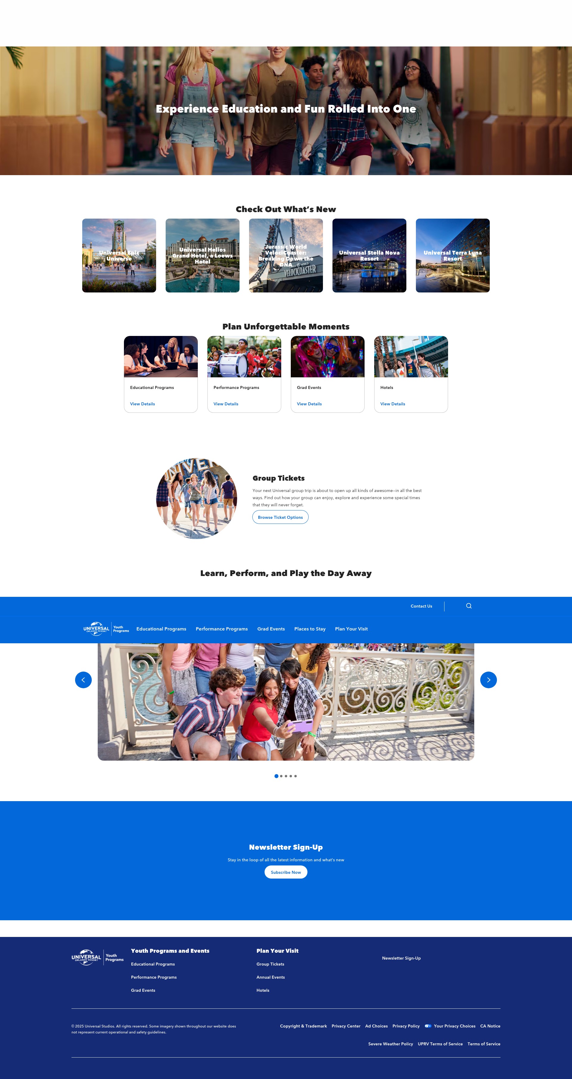 Screenshot of www.universalorlandoyouth.com