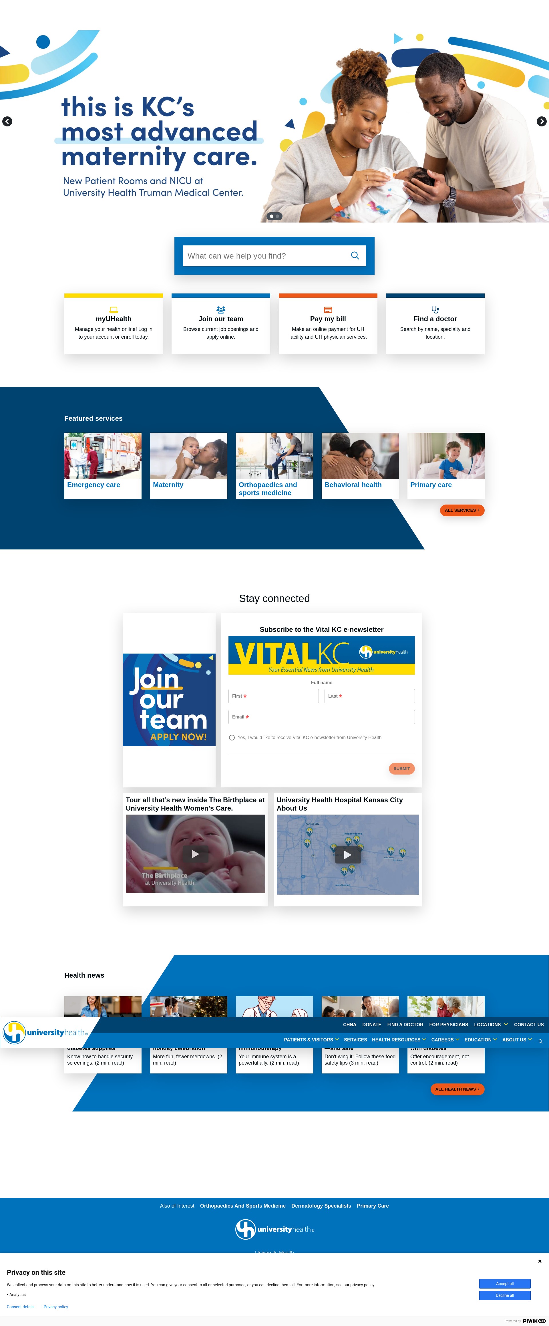 Screenshot of www.universityhealthkc.org