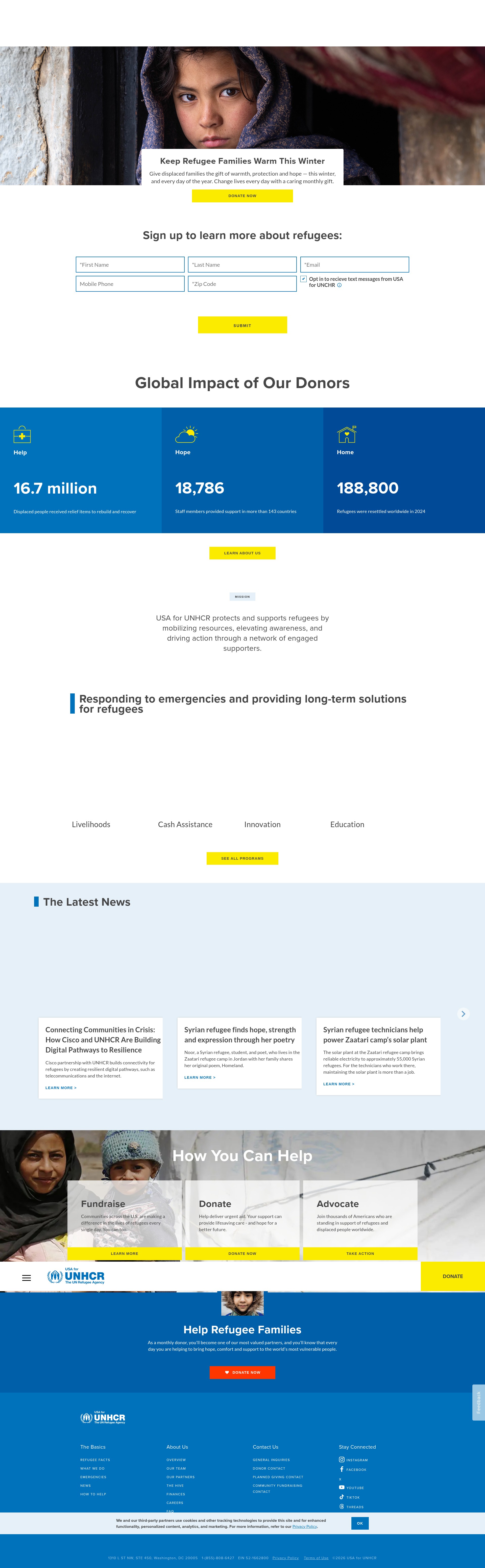 Screenshot of www.unrefugees.org