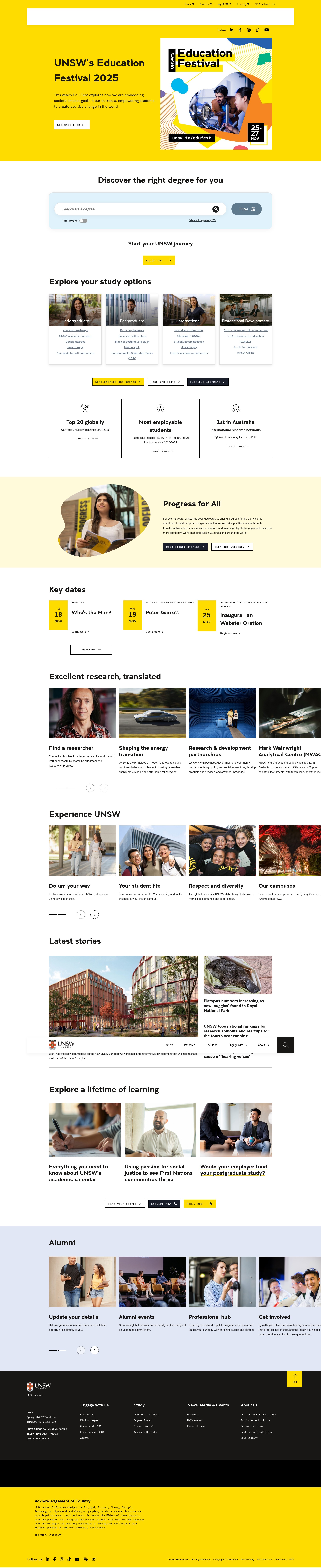 Screenshot of www.unsw.edu.au