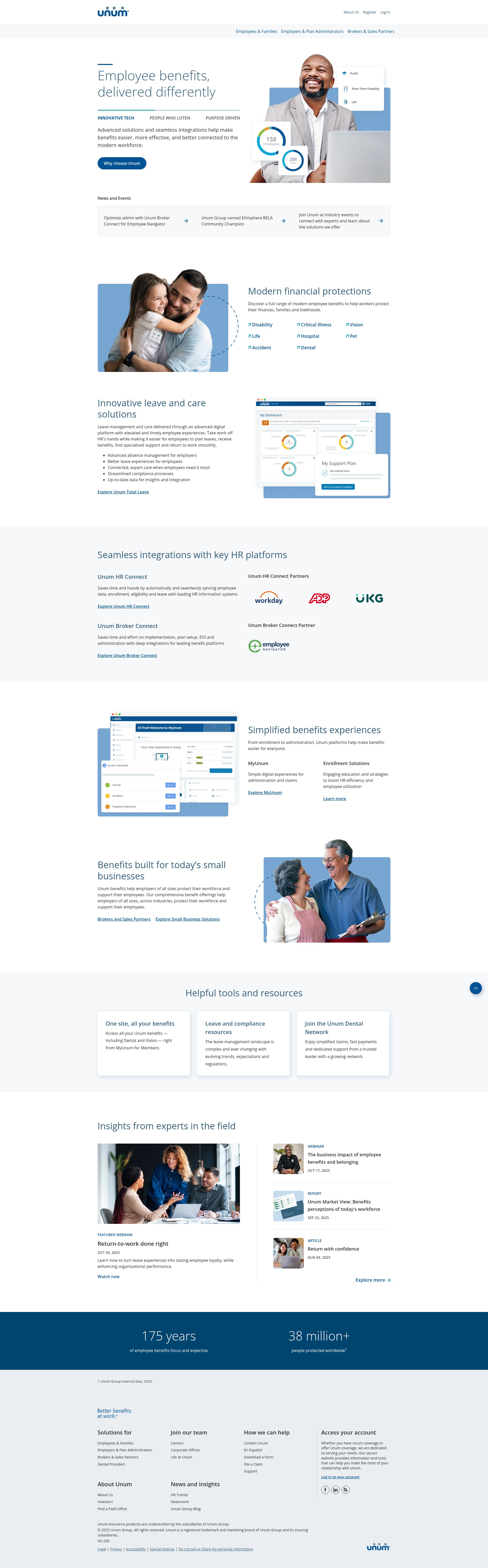 Screenshot of www.unum.com
