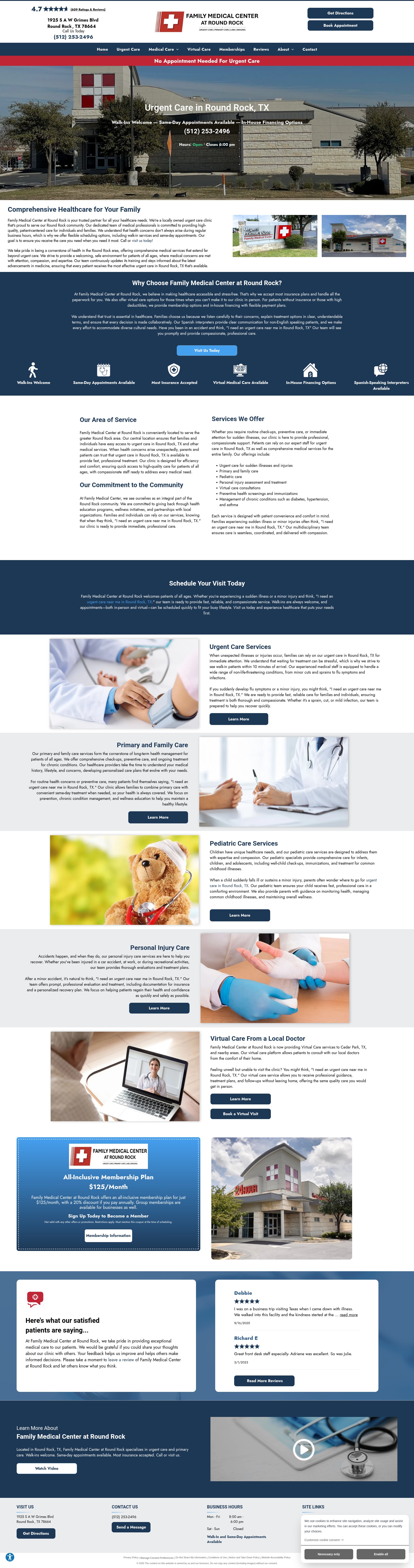 Screenshot of www.urgentcareroundrock.com