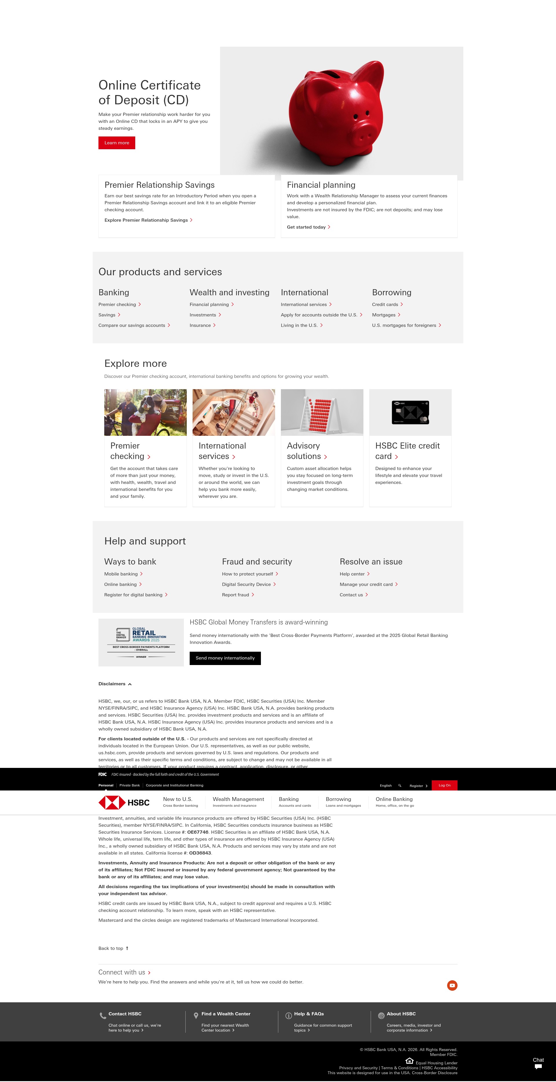 Screenshot of www.us.hsbc.com